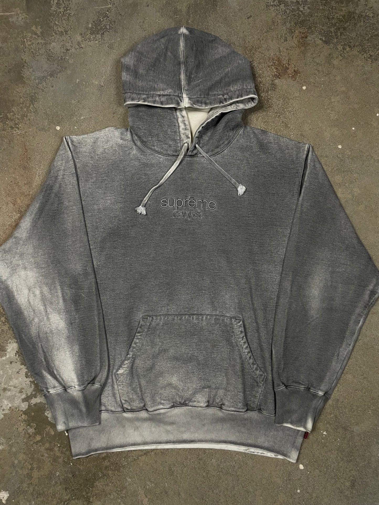 Supreme Grey Classic Logo Hoodie Medium Used