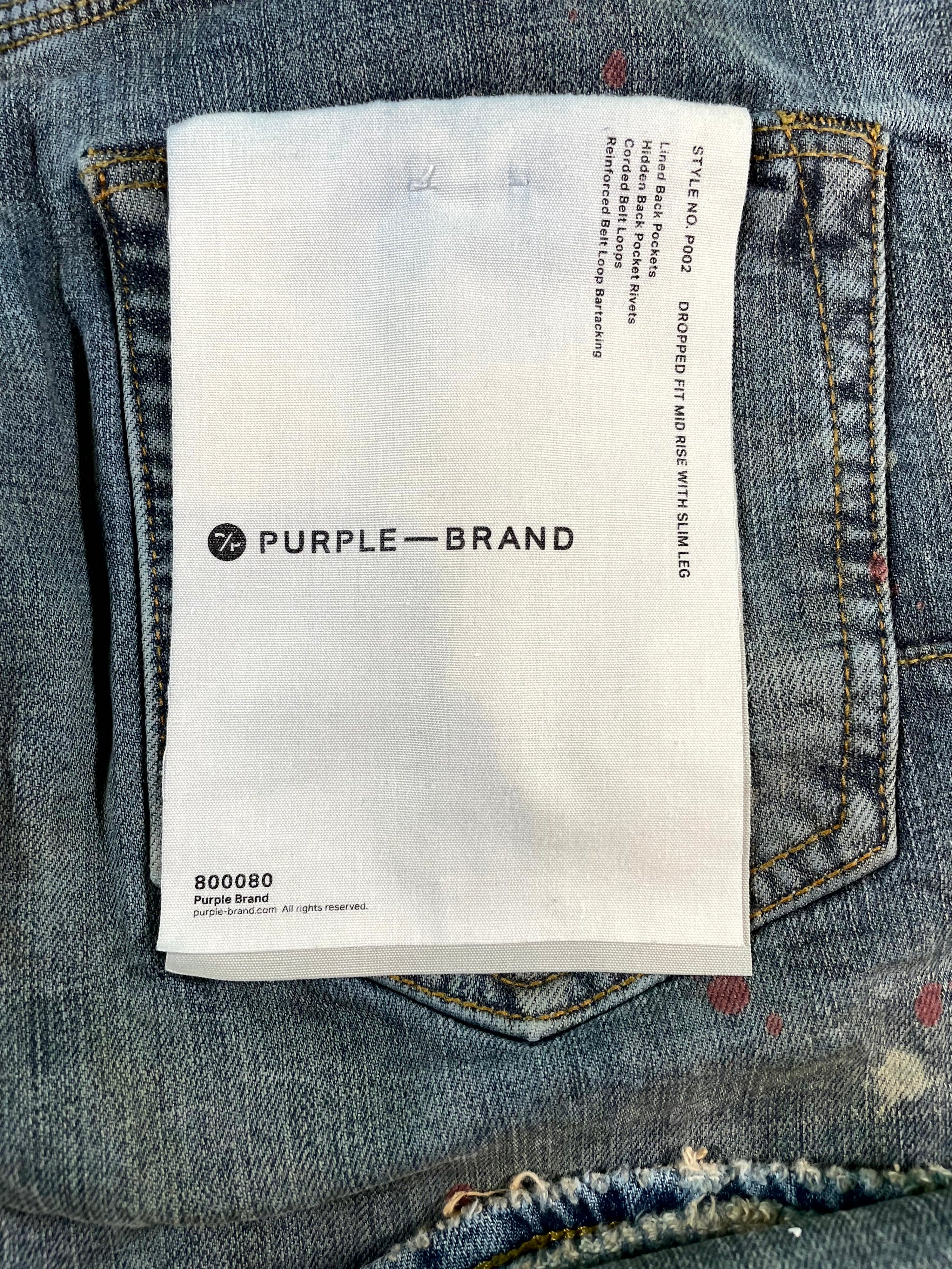 Purple Brand Splatter Blue & Red Jeans