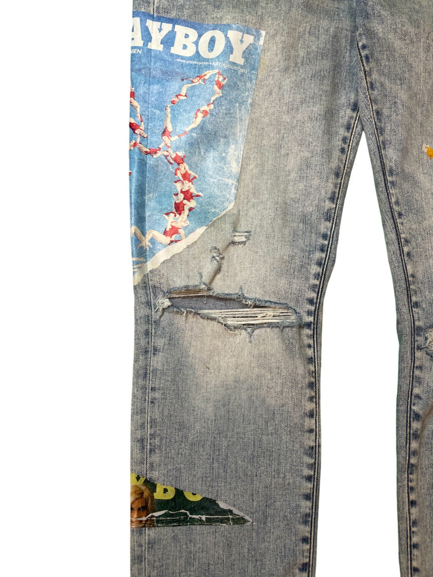 Amiri Playboy Magazine Light Wash Blue Jeans
