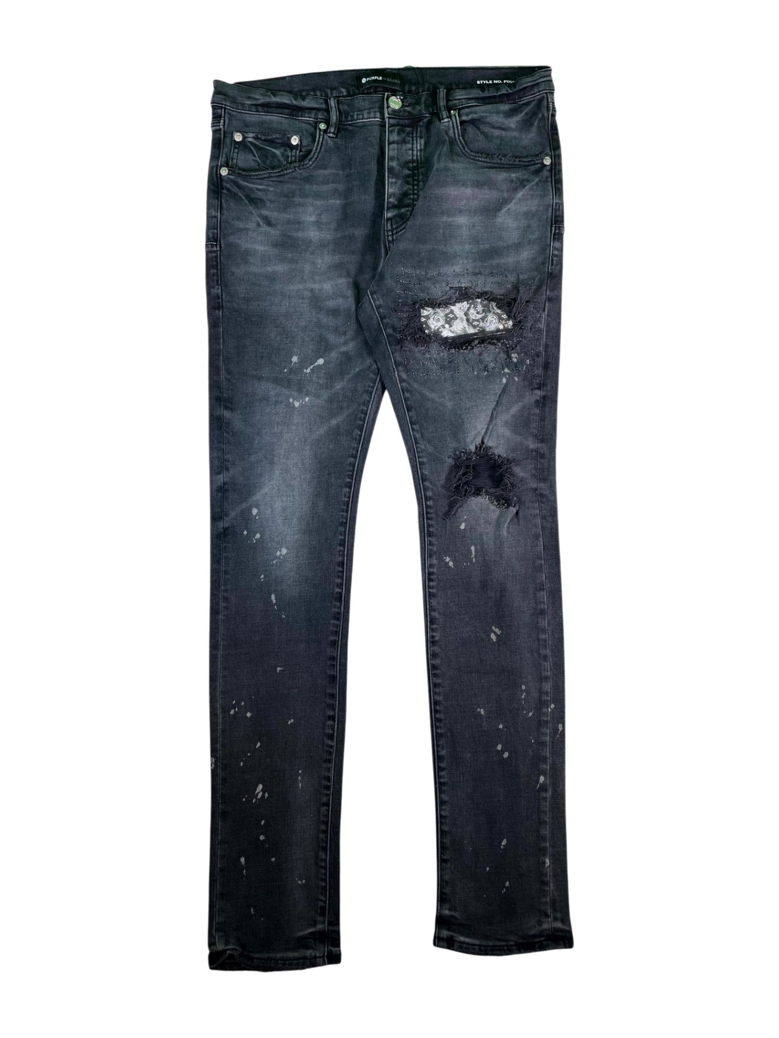 Purple Brand "Paisley Patchwork" Black Wash Jeans