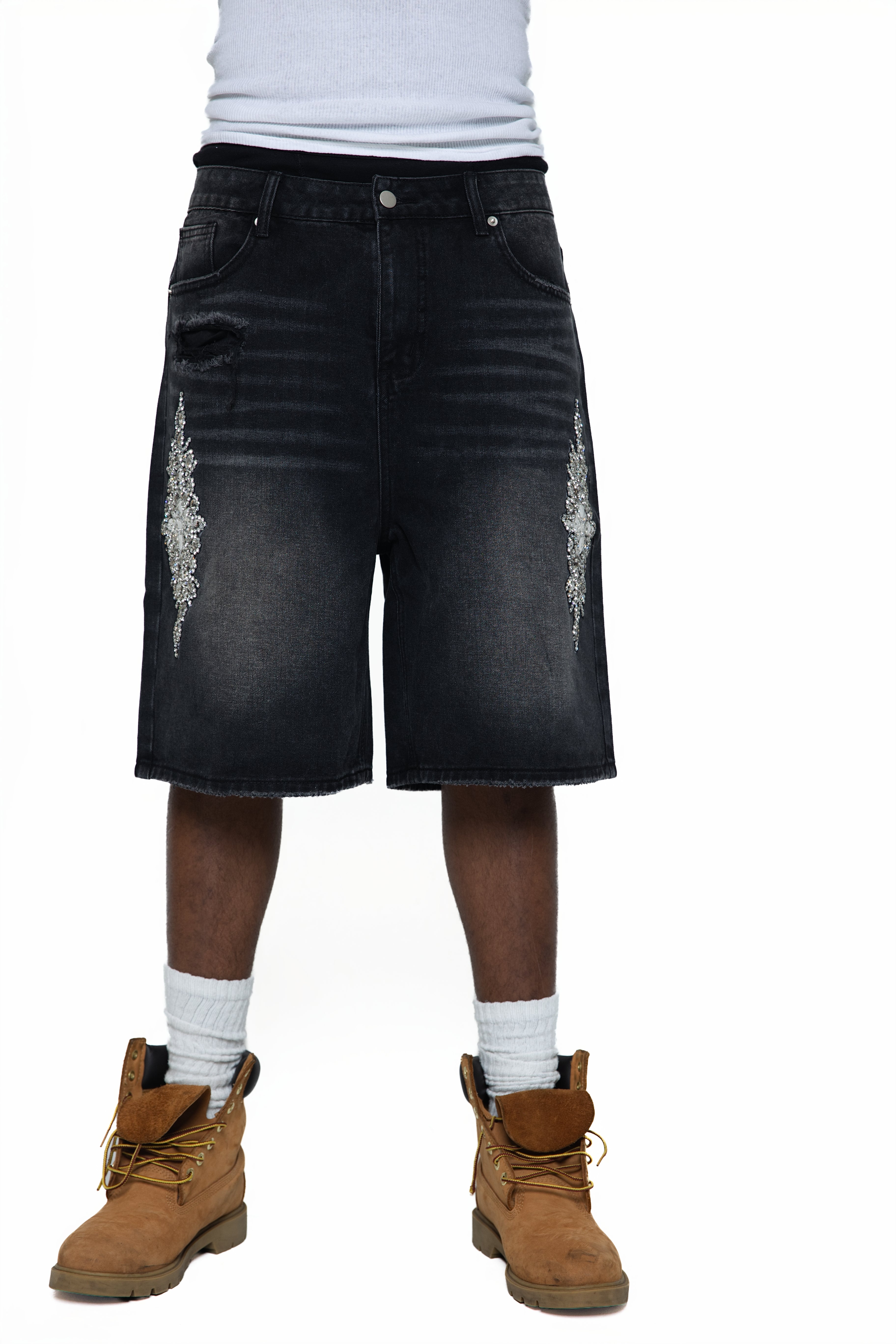 Fraternal Desires 'Dagger' Black Jeans Shorts