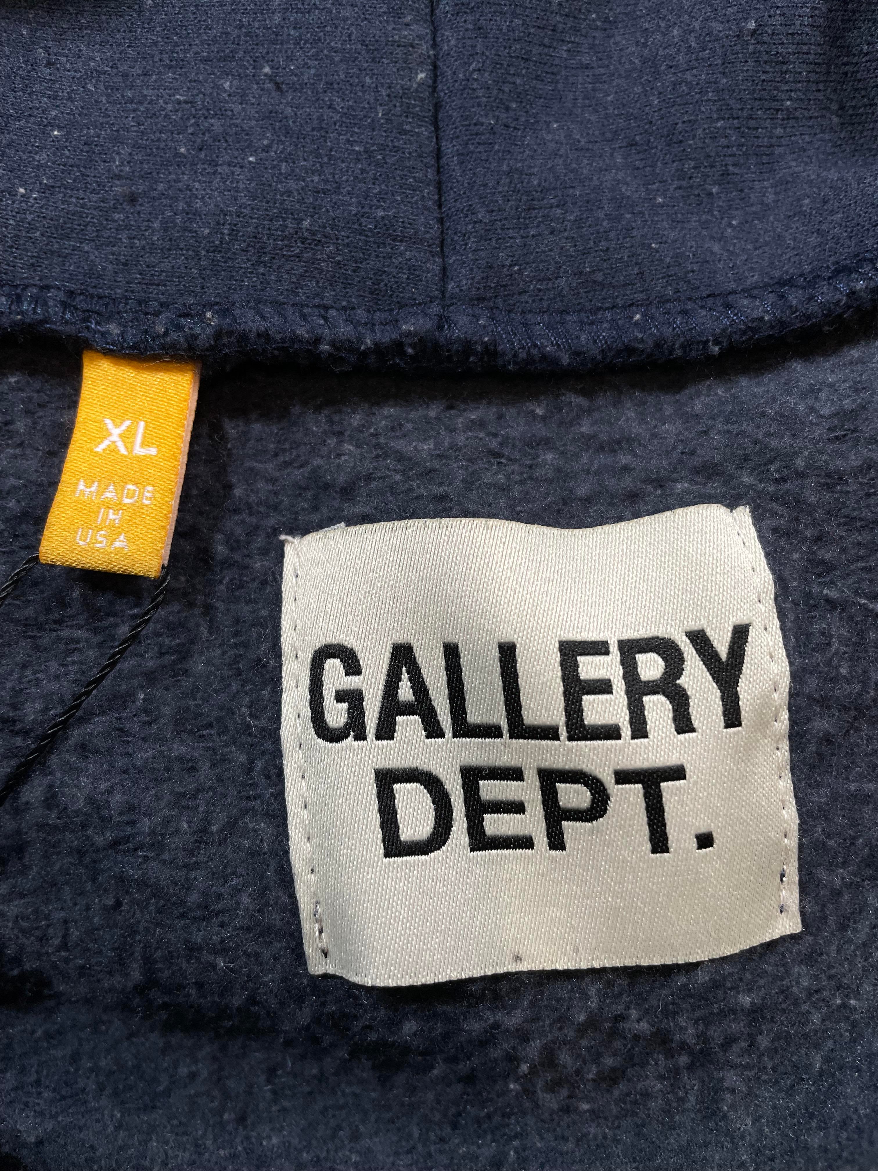 Gallery Dept Navy Faded Yellow Zip Up Hoodie