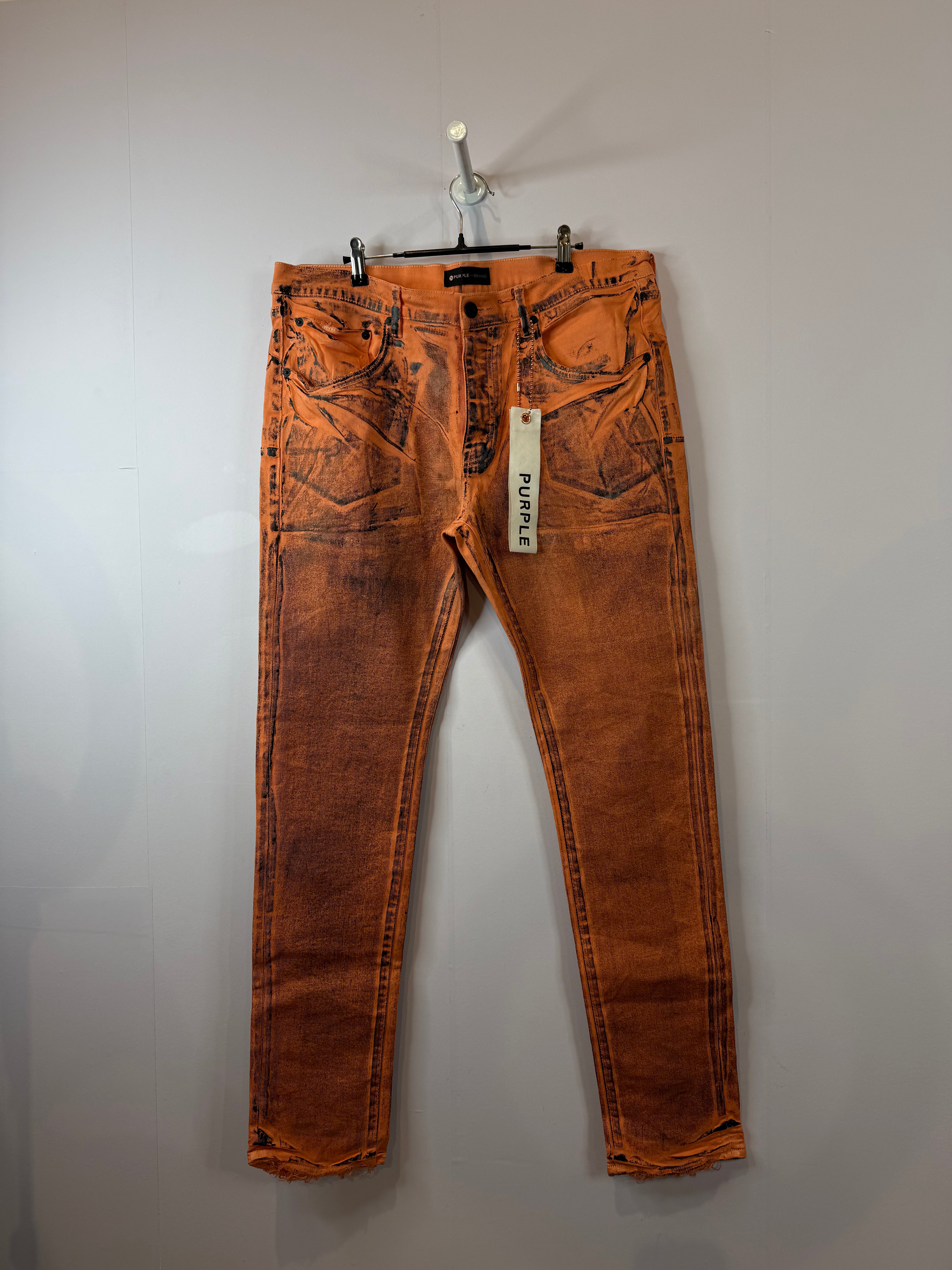 Purple Jeans Bright Orange Wax Used 36