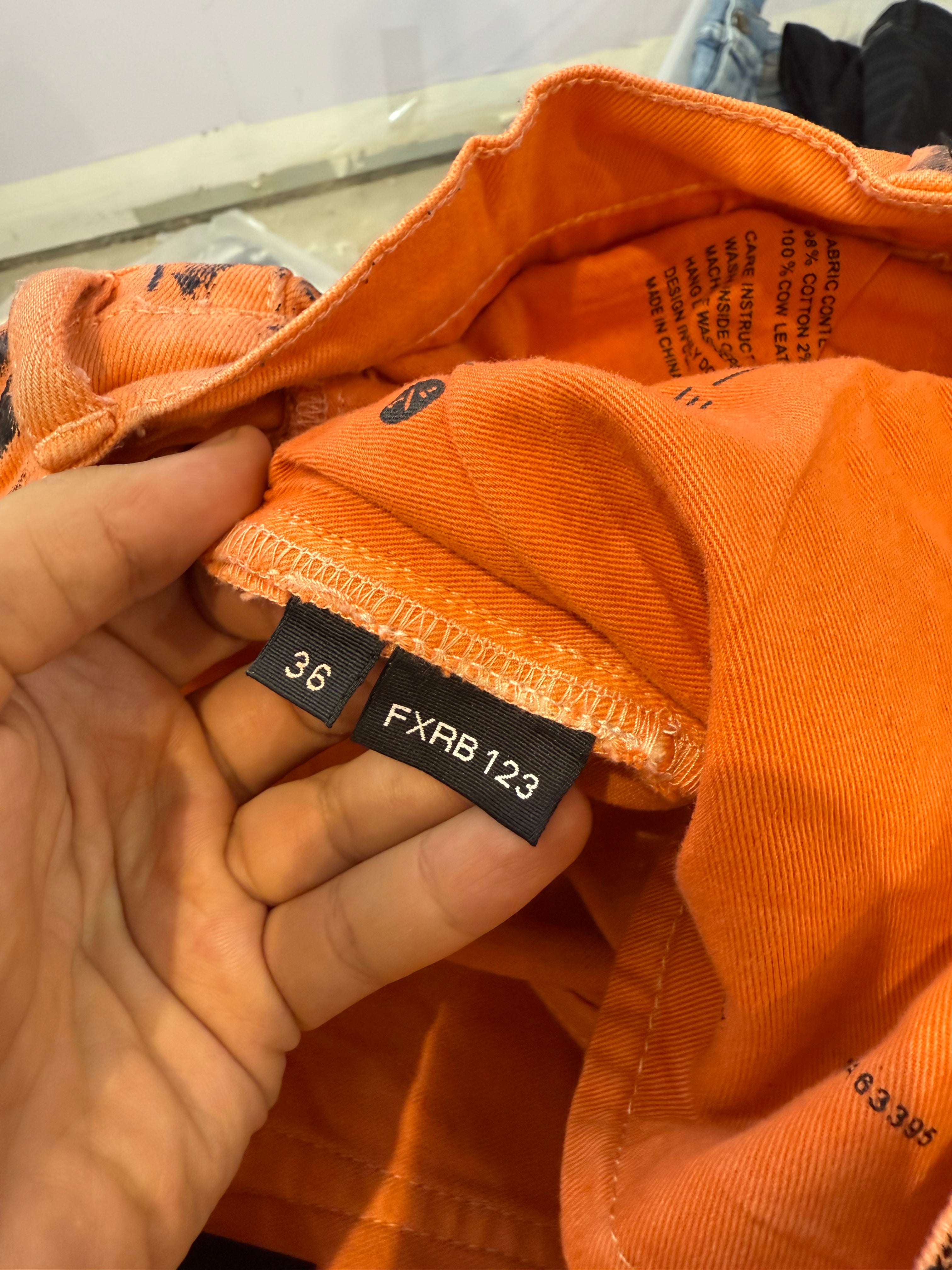 Purple Jeans Bright Orange Wax Used 36