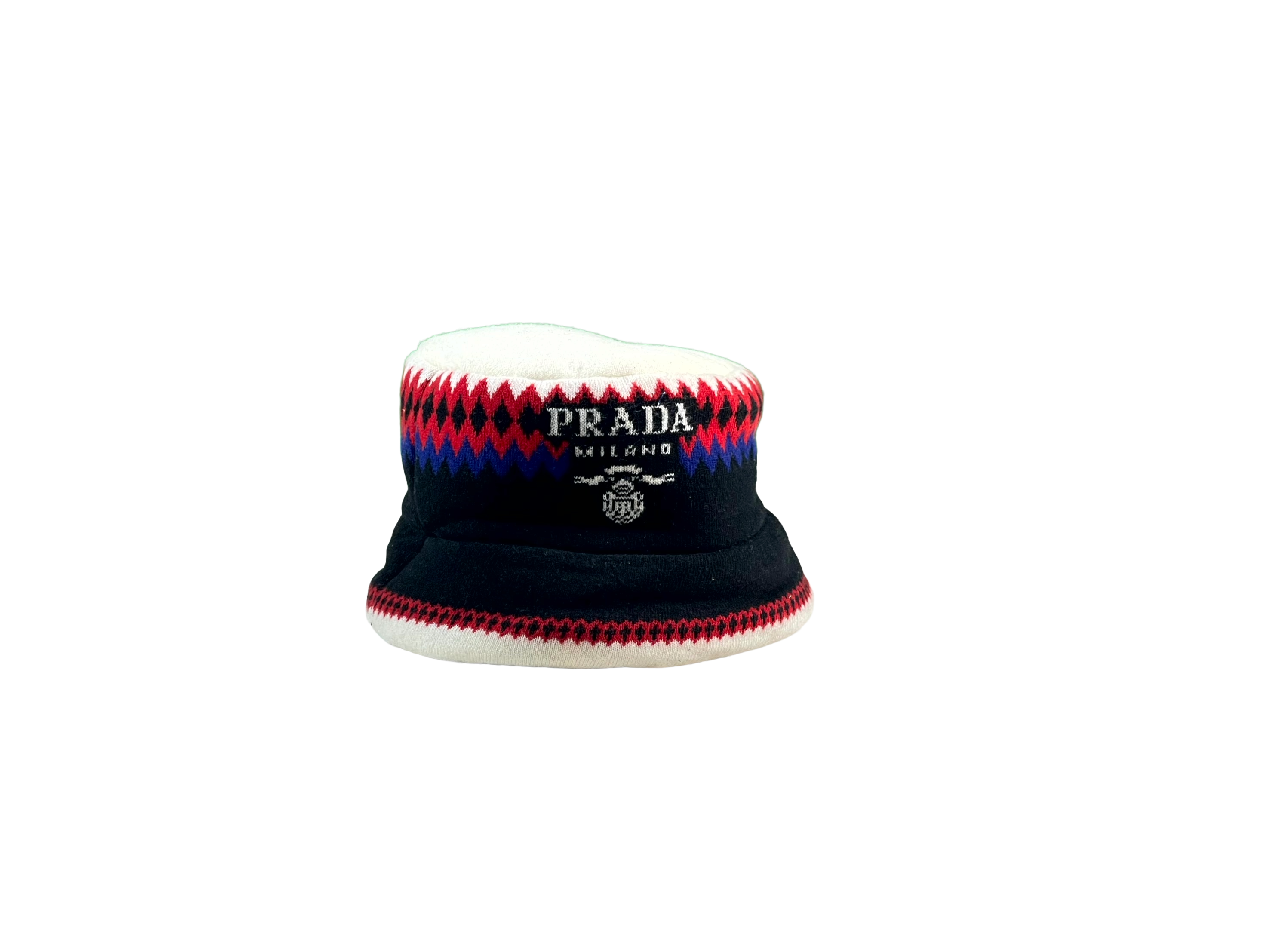 Prada Knitted Bucket Black, Red & Blue Cap