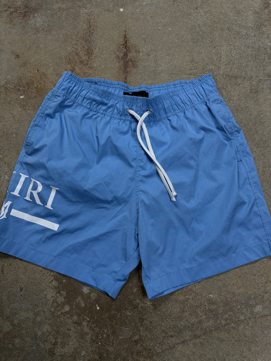 Amiri MA Logo Shorts Baby Blue Used Small