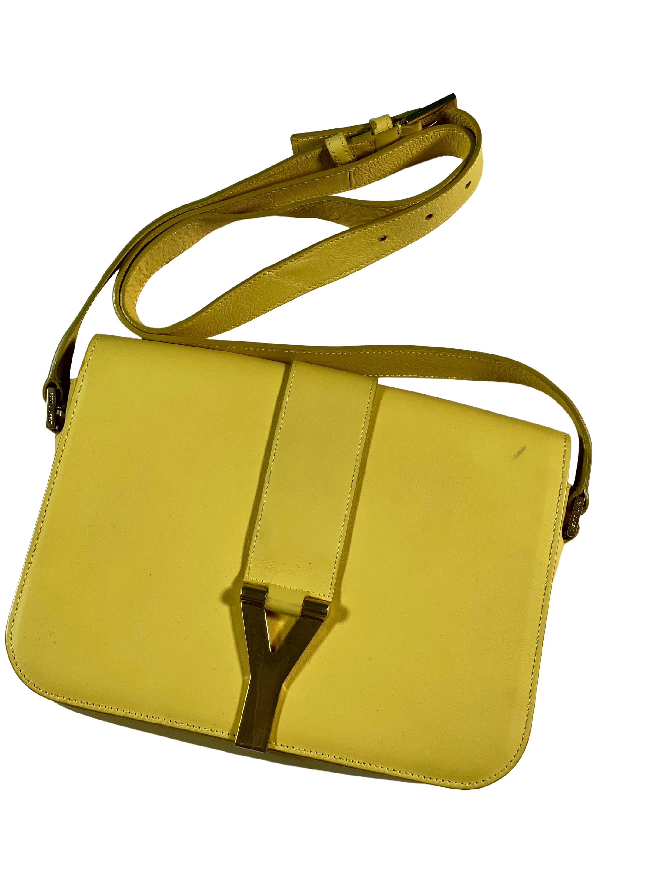YSL Chyc Leather Classic Y Yellow Crossbody Bag