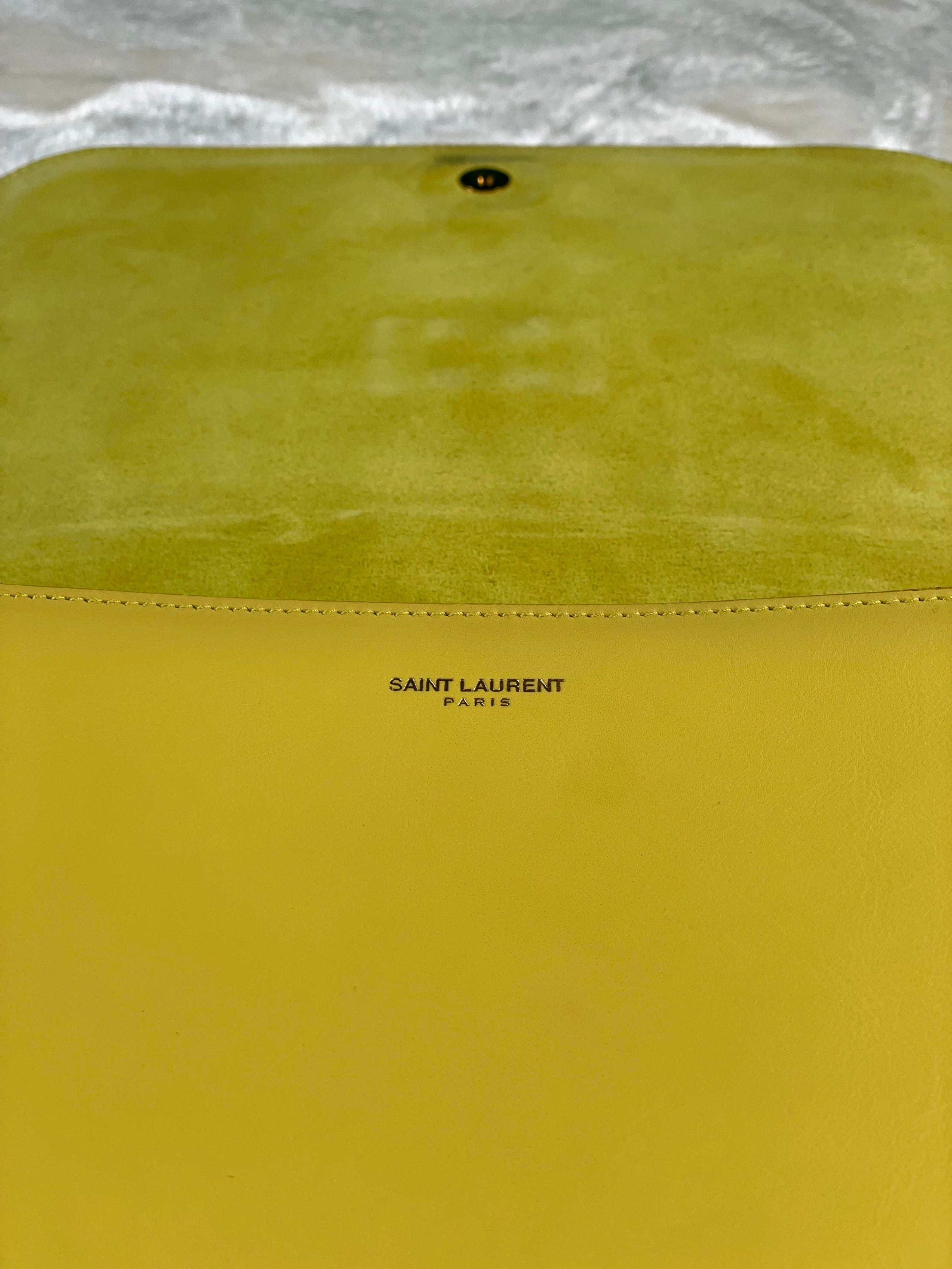 YSL Chyc Leather Classic Y Yellow Crossbody Bag
