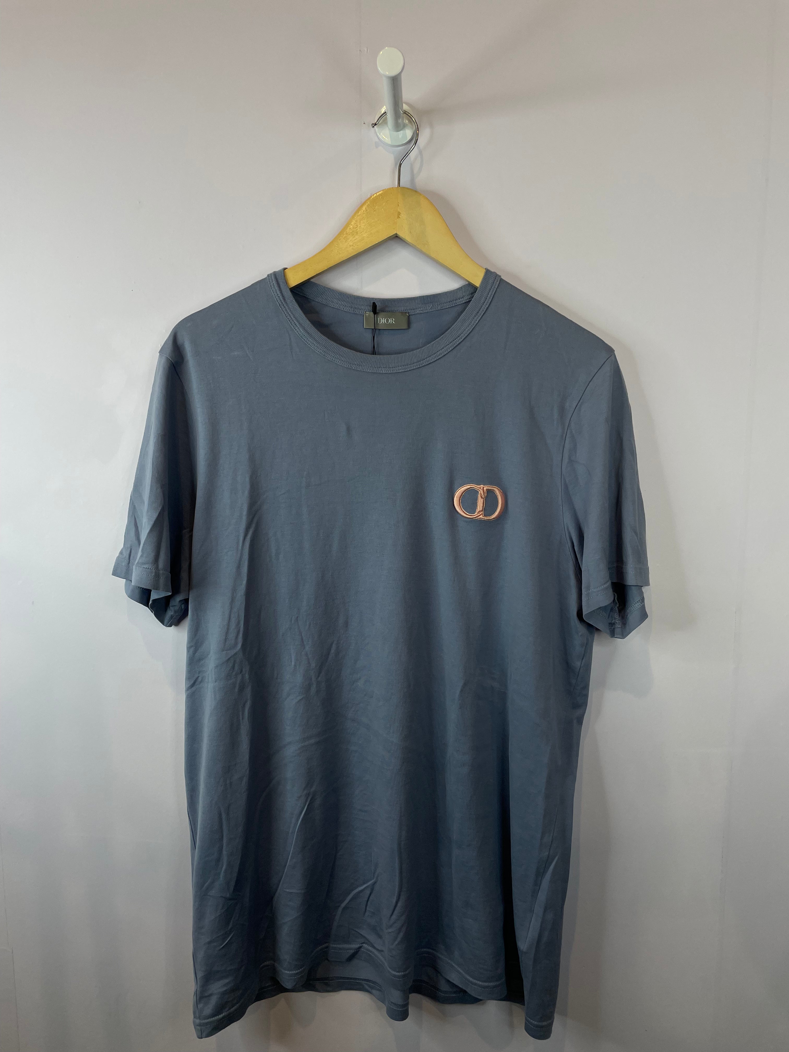 Dior CD Logo Tee Blue Pink Used XL