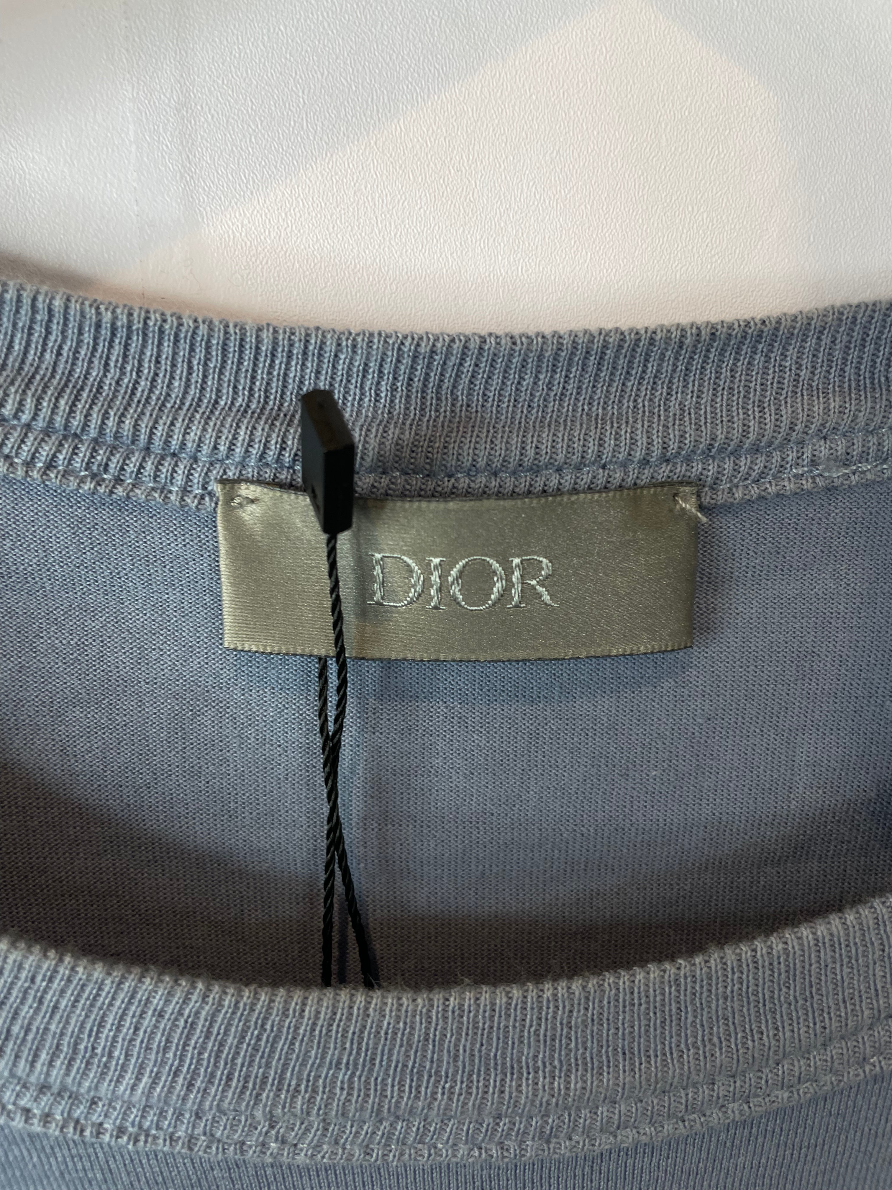 Dior CD Logo Tee Blue Pink Used XL