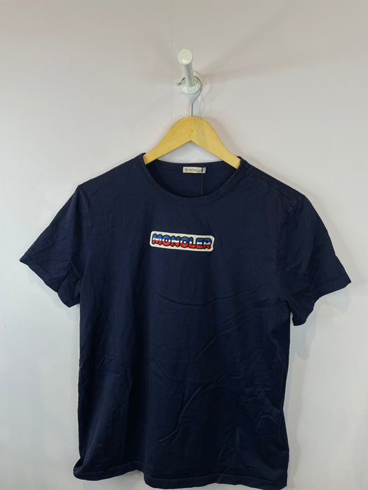 Moncler Patch Tee Navy White Used Medium