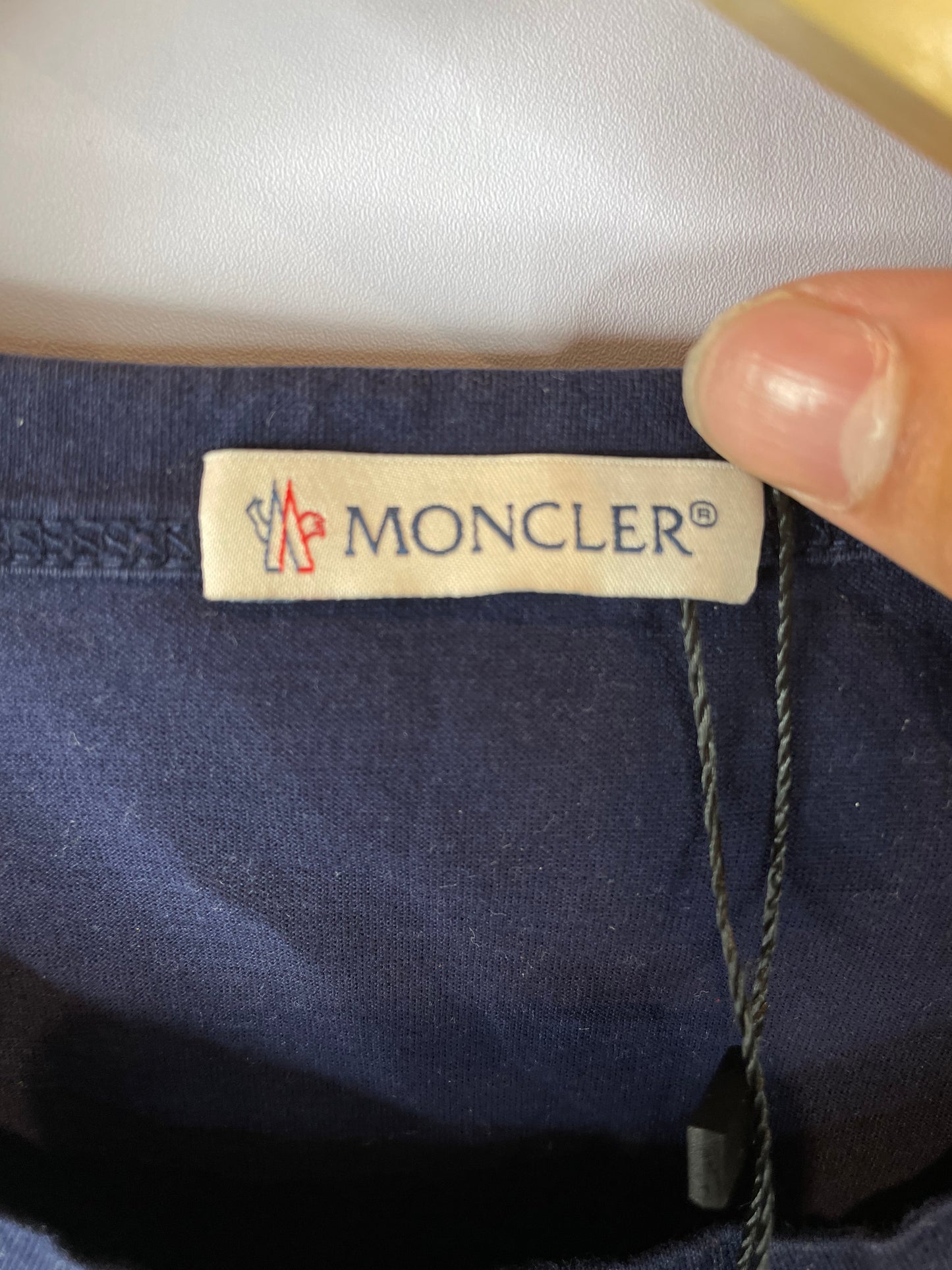 Moncler Patch Tee Navy White Used Medium