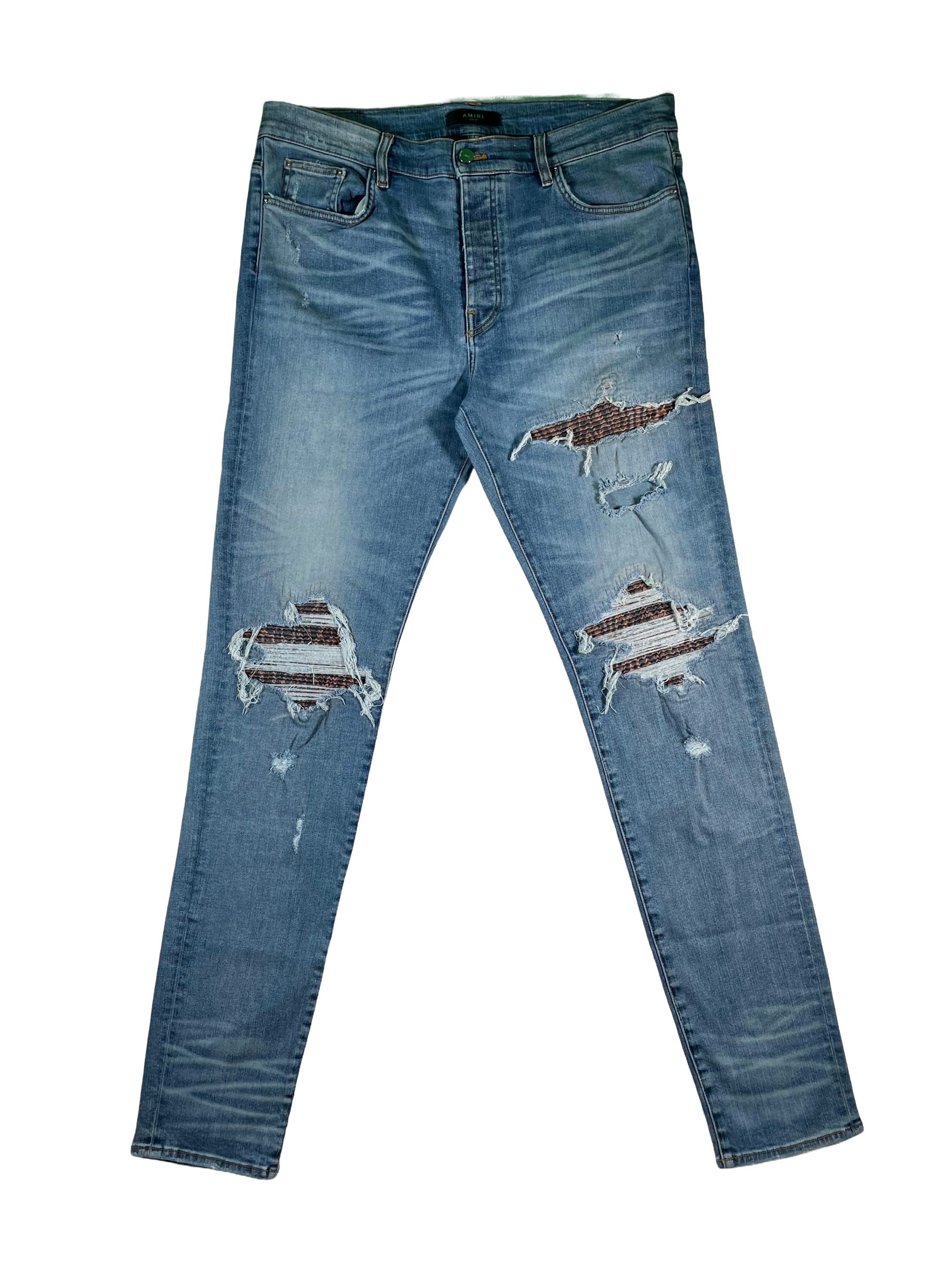 Amiri Acid Patch MX1 Light Wash Jeans
