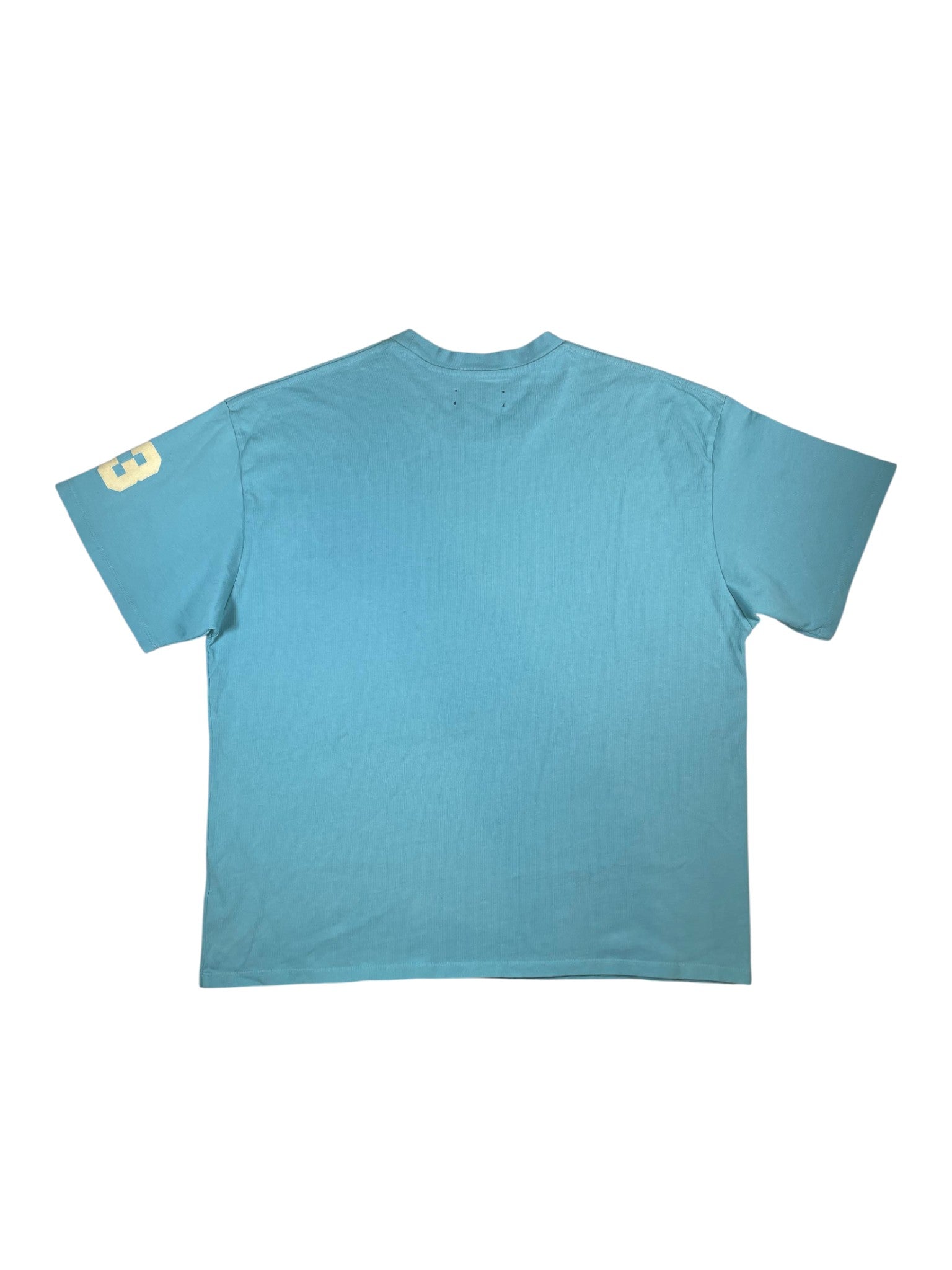 Amiri Flocked Logo Teal & Cream Tee