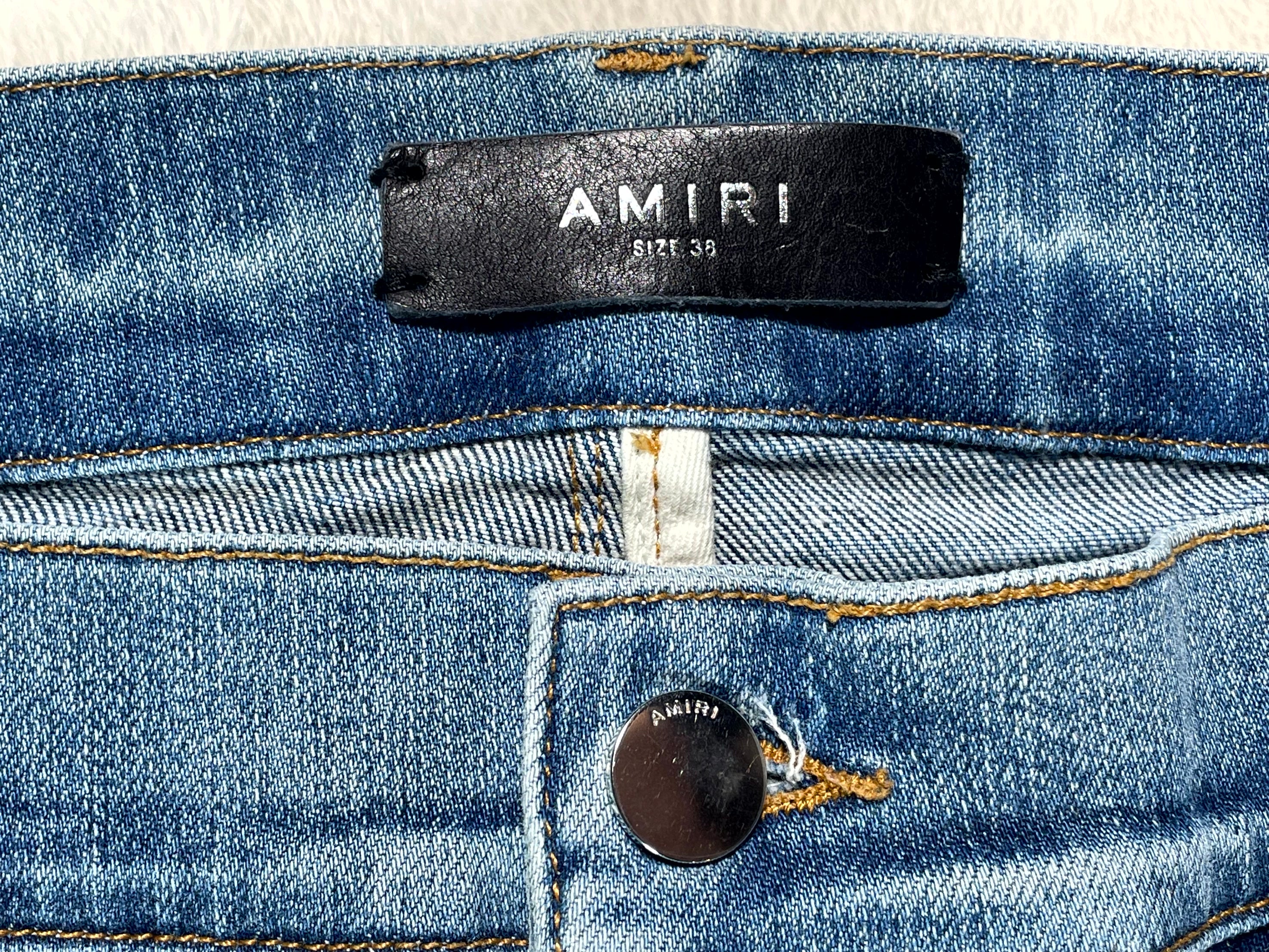 Amiri Mx2 Plaid Patch Light Wash, Yellow & Brown Jeans