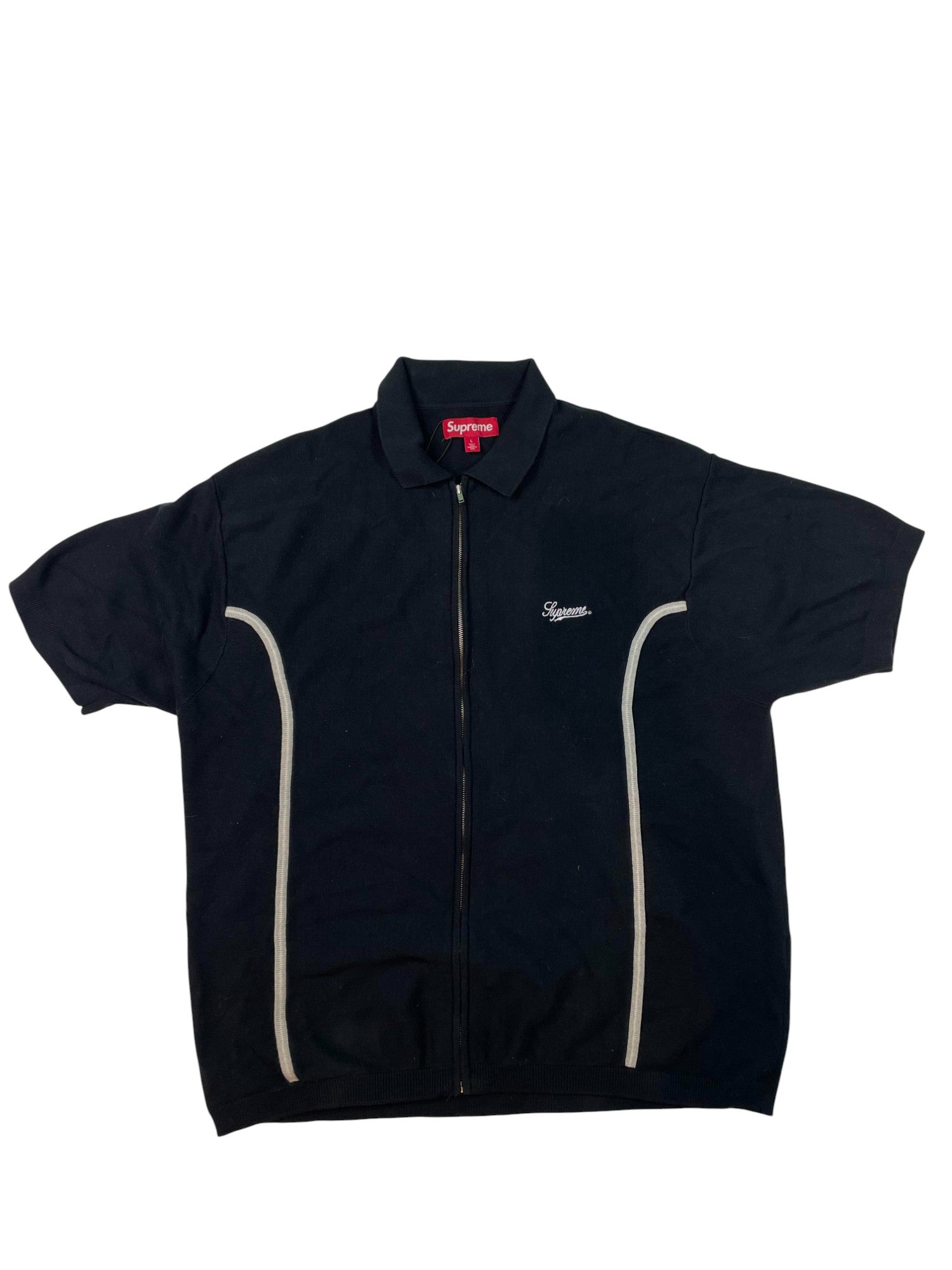 Supreme Full Zip Up Black Shirt