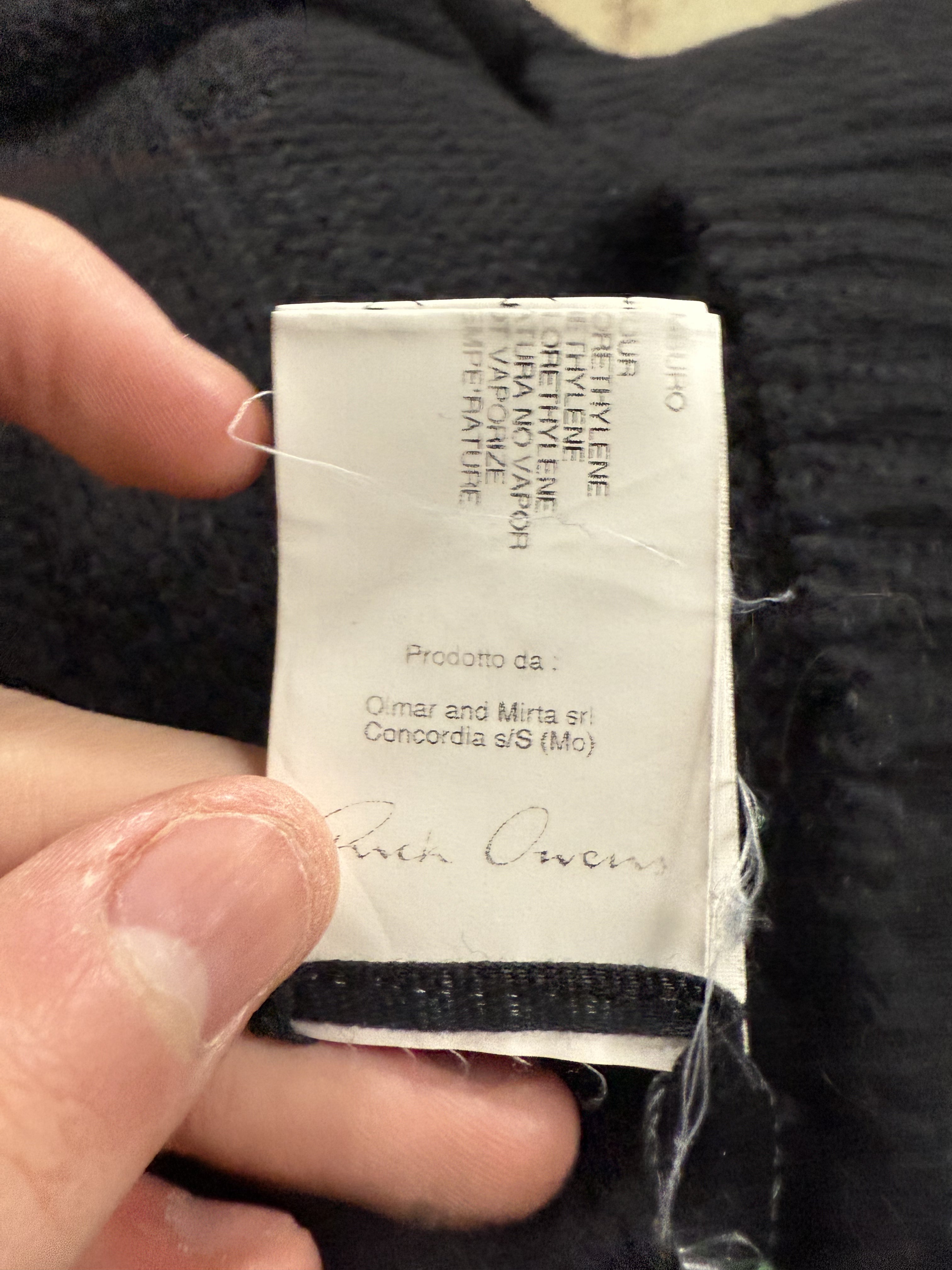 Rick Owens Wool Sweater Black Used Small