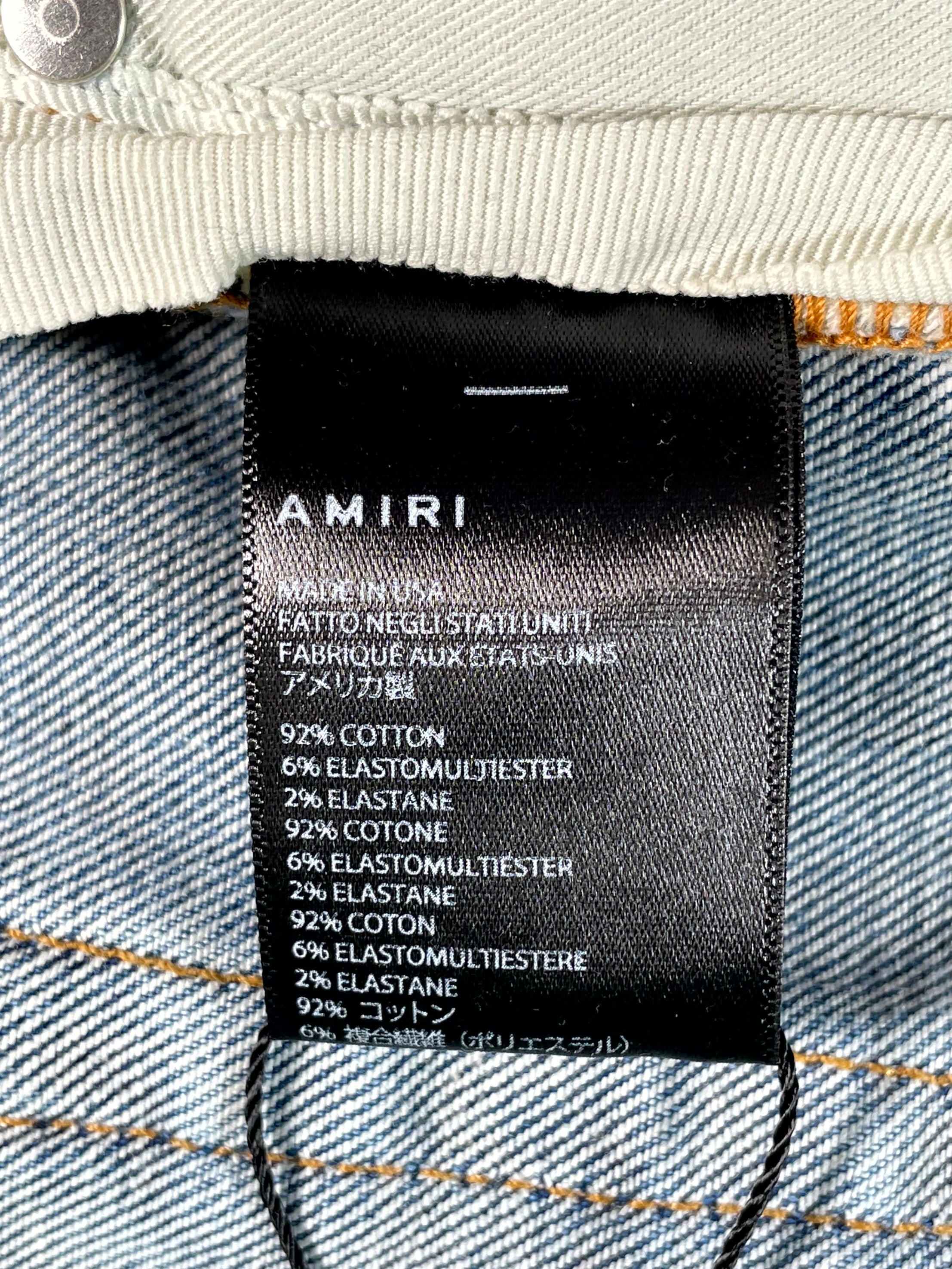 Amiri Mx2 Plaid Patch Light Wash, Yellow & Brown Jeans