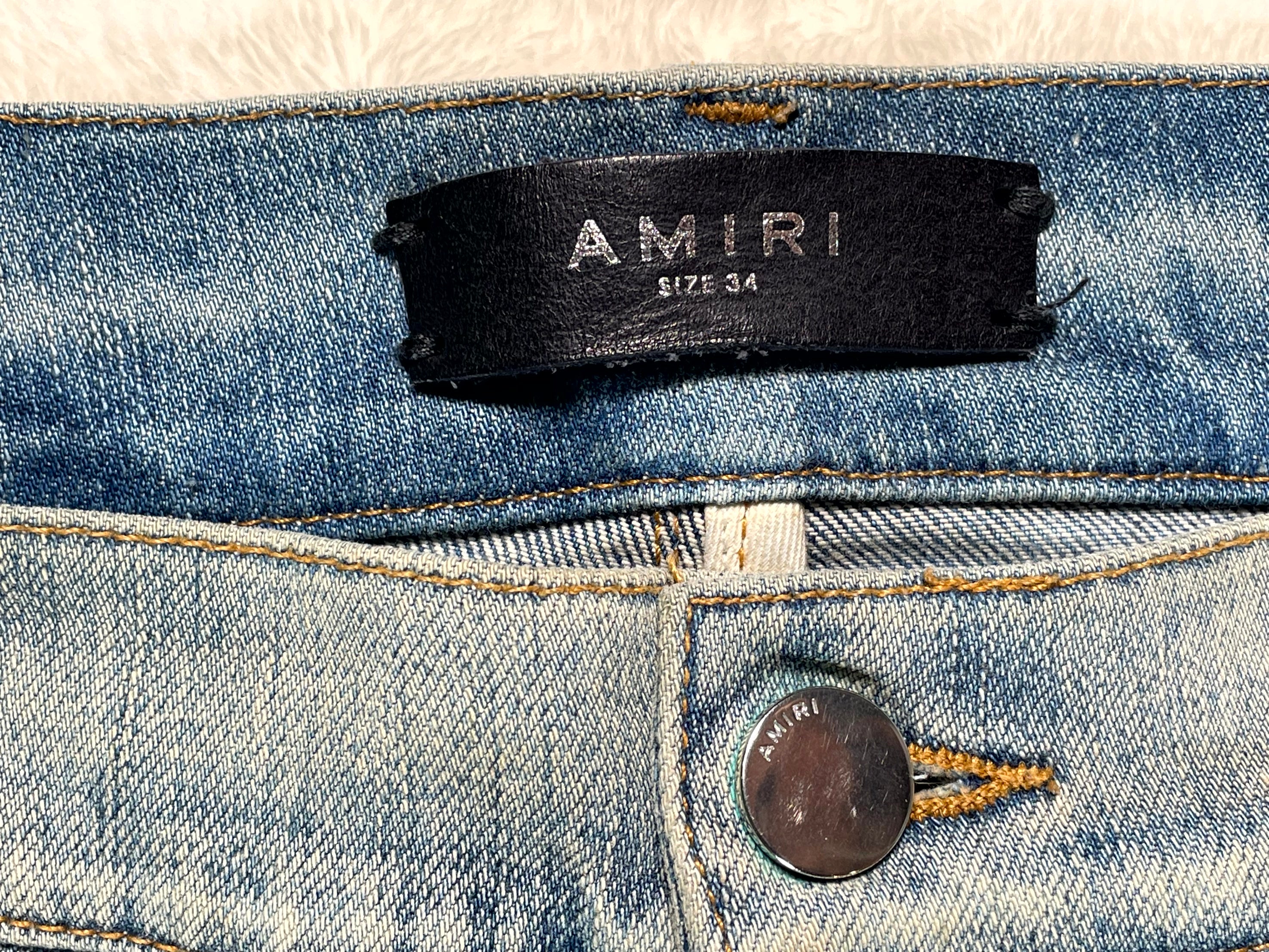 Amiri Desert Camo Patchwork Light Wash Jeans