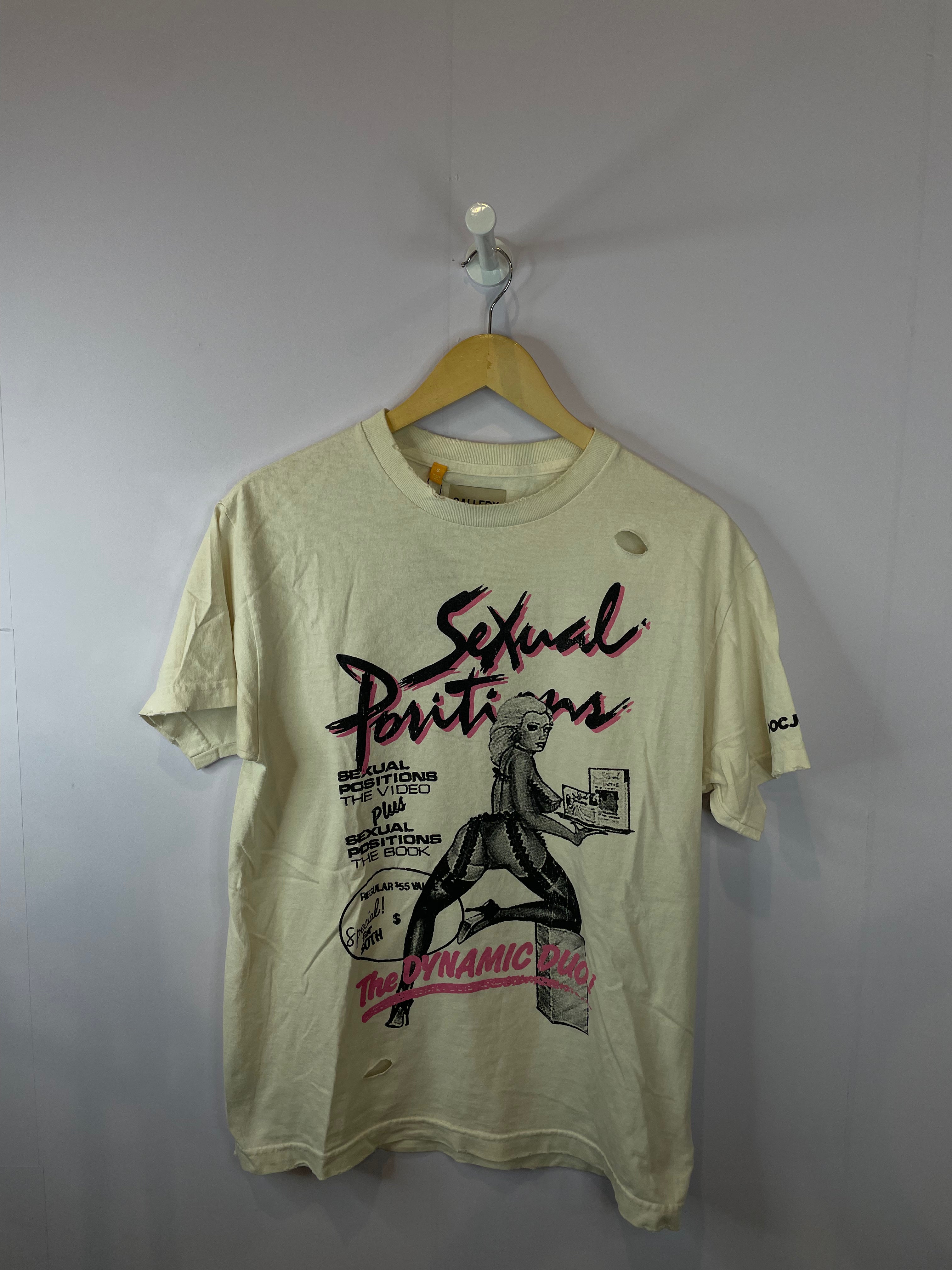 Gallery Dept Sexual Positions Distressed Tee Cream Pink Used Small