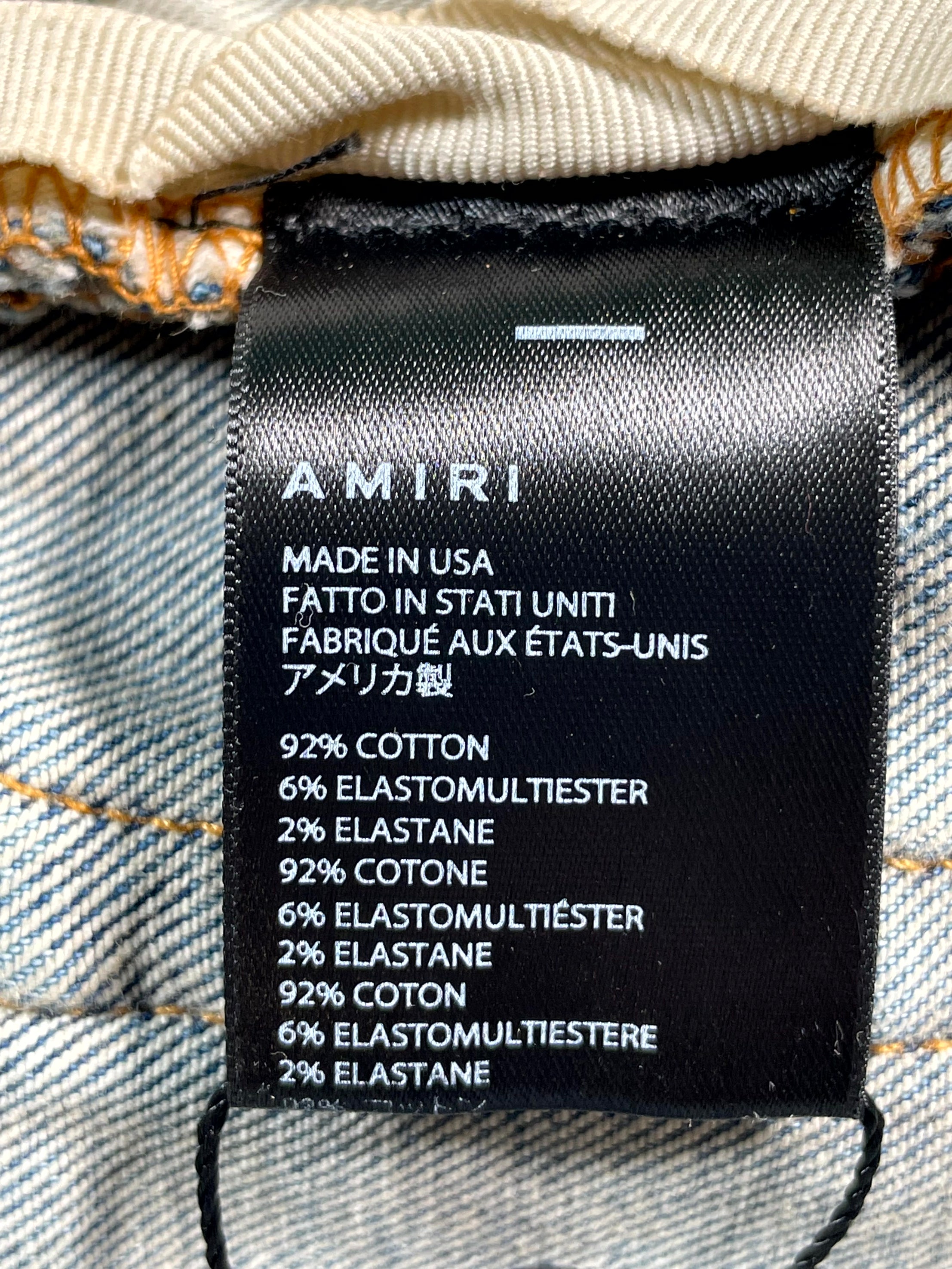 Amiri Desert Camo Patchwork Light Wash Jeans