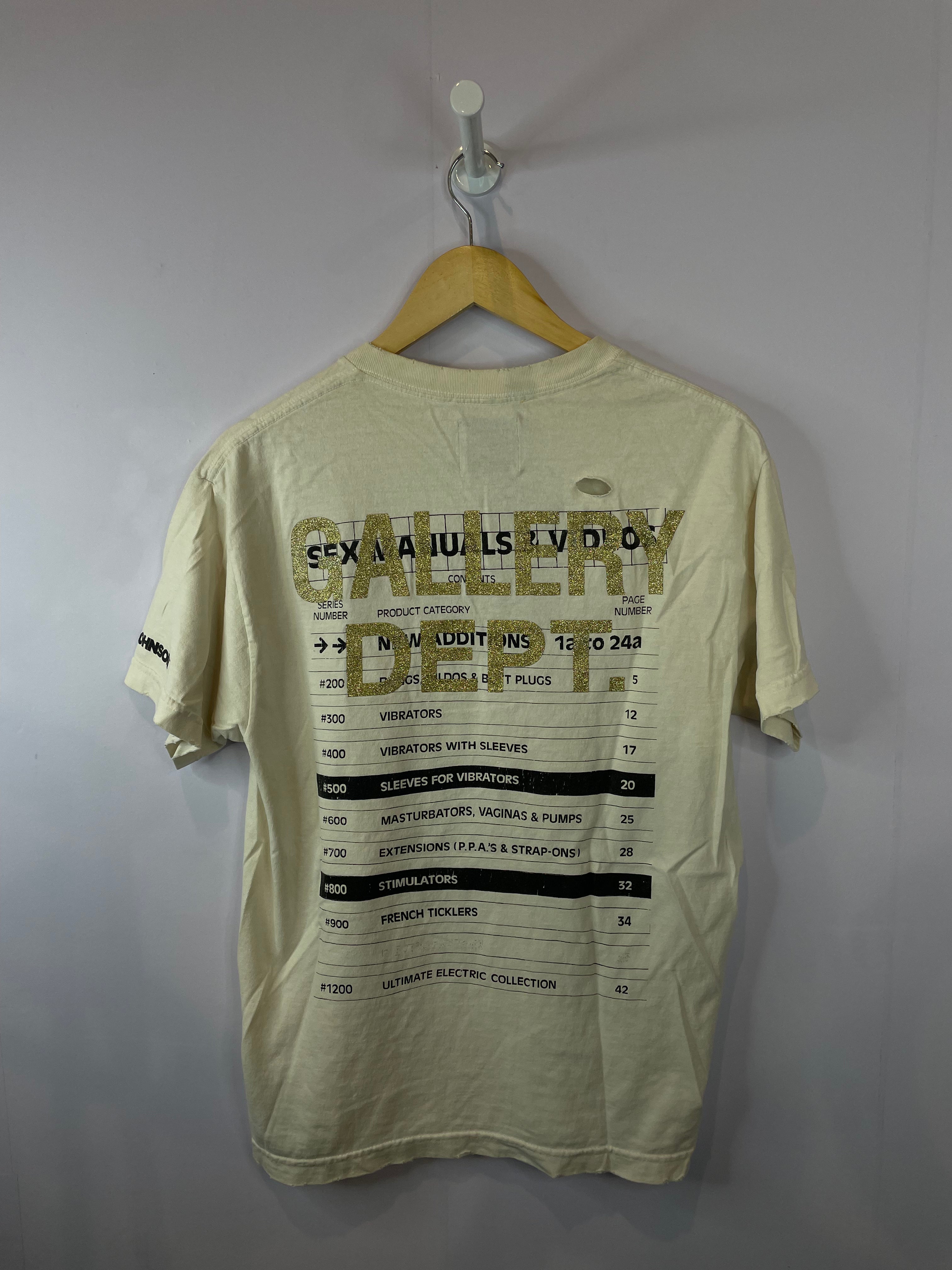 Gallery Dept Sexual Positions Distressed Tee Cream Pink Used Small