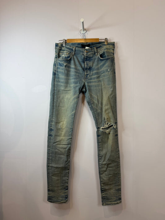Amiri Jeans Light Wash Plain Thrasher Used 34