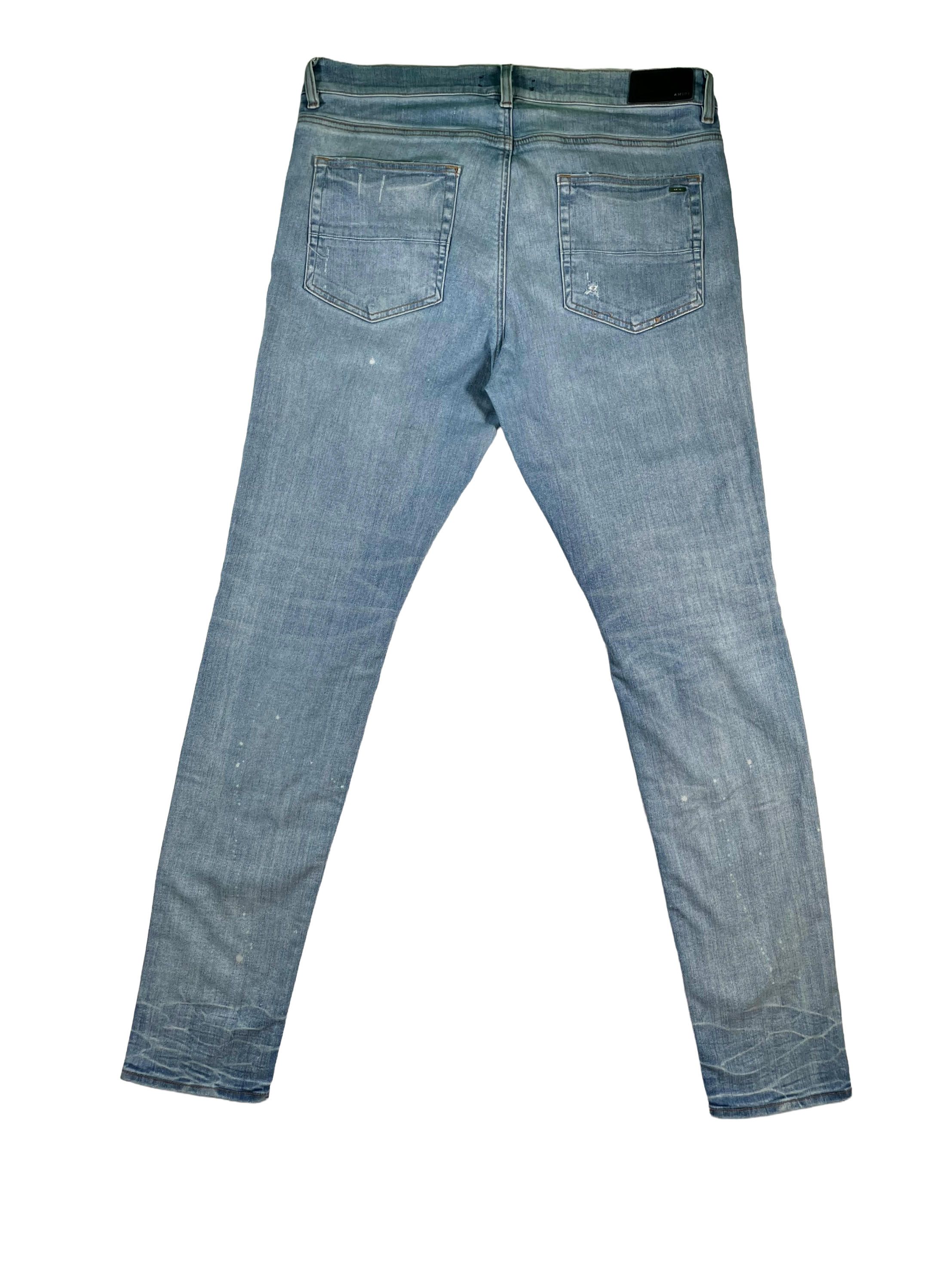 Amiri Mx1 Black Patch Light Wash Jeans