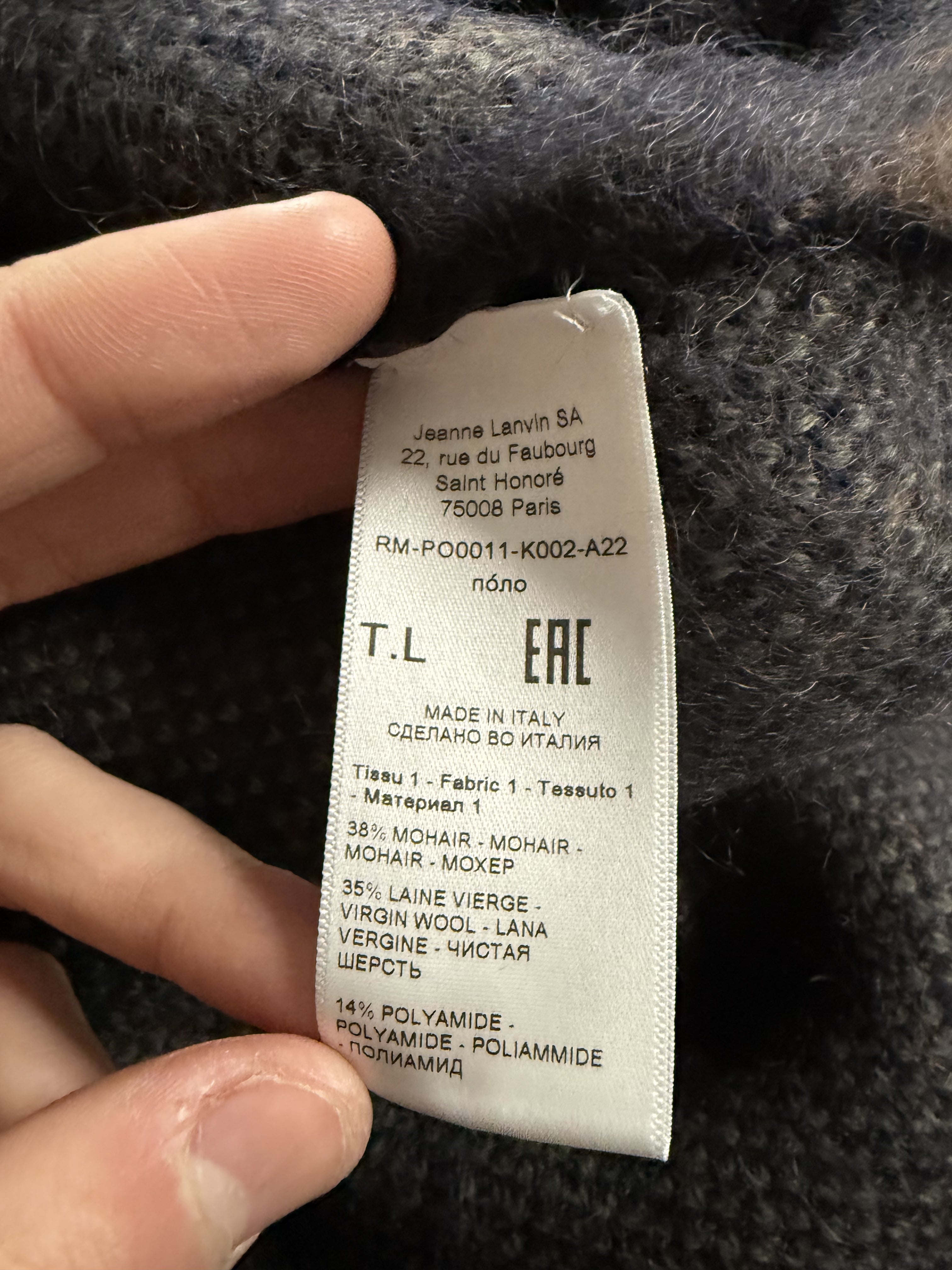 Lanvin Blue Camo Mohair Sweater Used Large