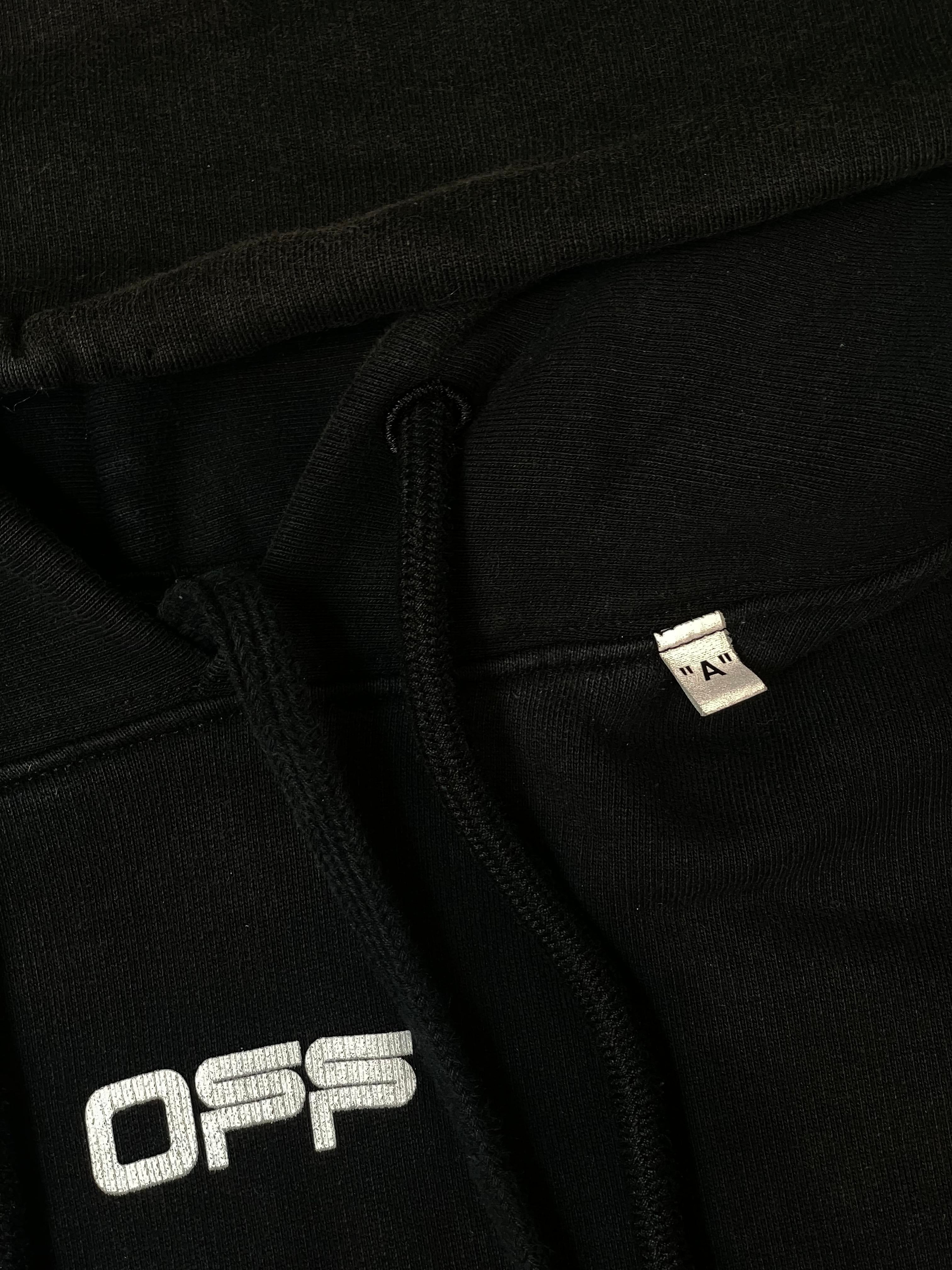 Off White Line Logo Black Hoodie