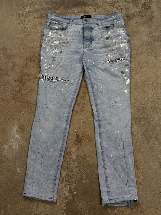 Amiri Jeans Light Wash Splatter Thrasher Used 34 (Tailored)