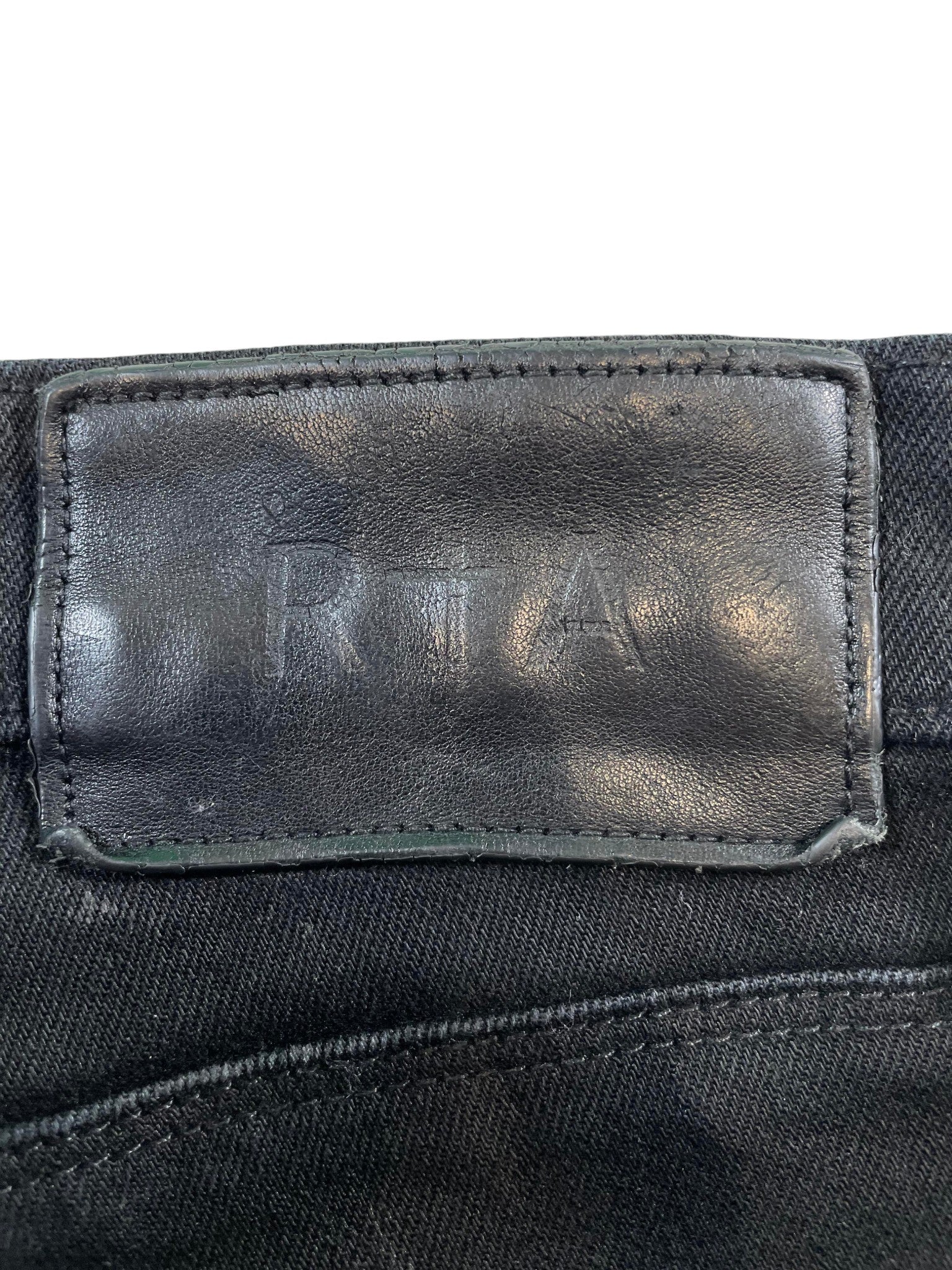 RTA Logo Knee Ripped Black Jeans