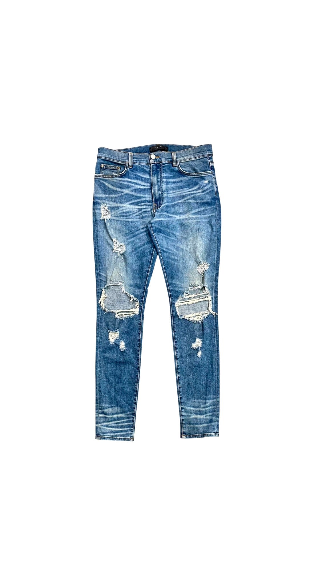 Amiri Ripped Plain Thrasher Vintage Wash Jeans