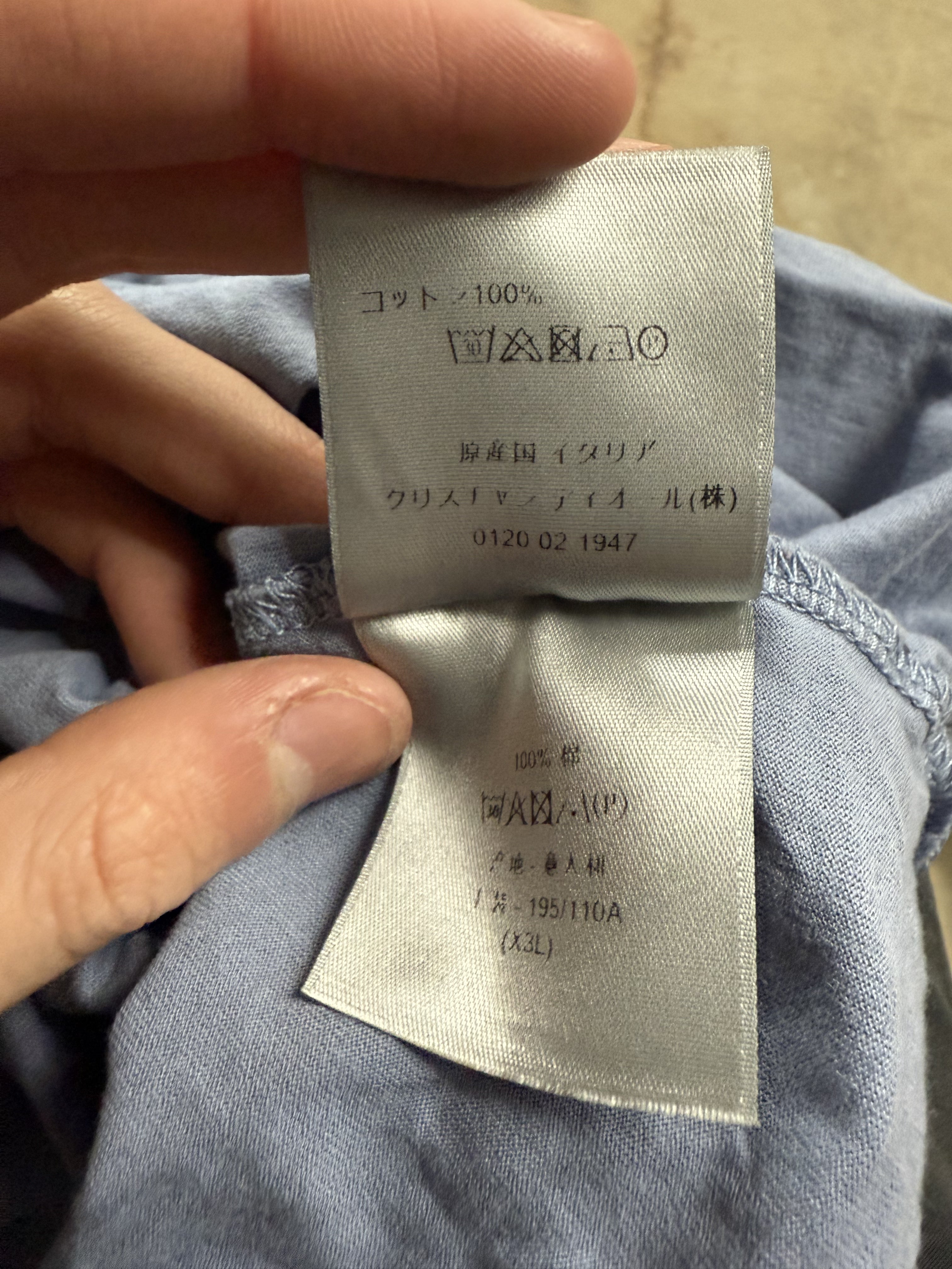 Dior CD Logo Tee Baby Blue Pink Used 3XL