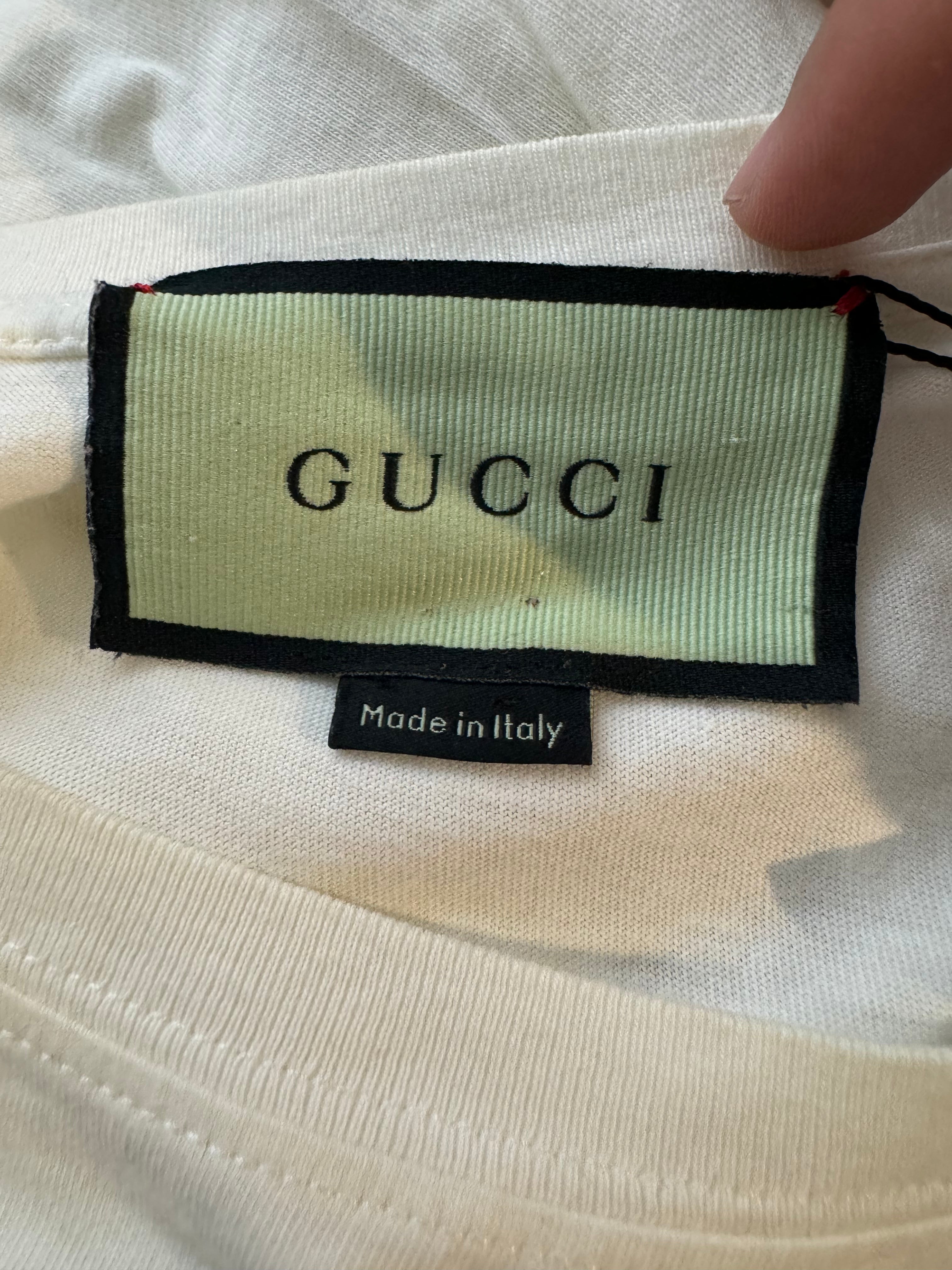Gucci White Chest Logo Apple Tee Used XS