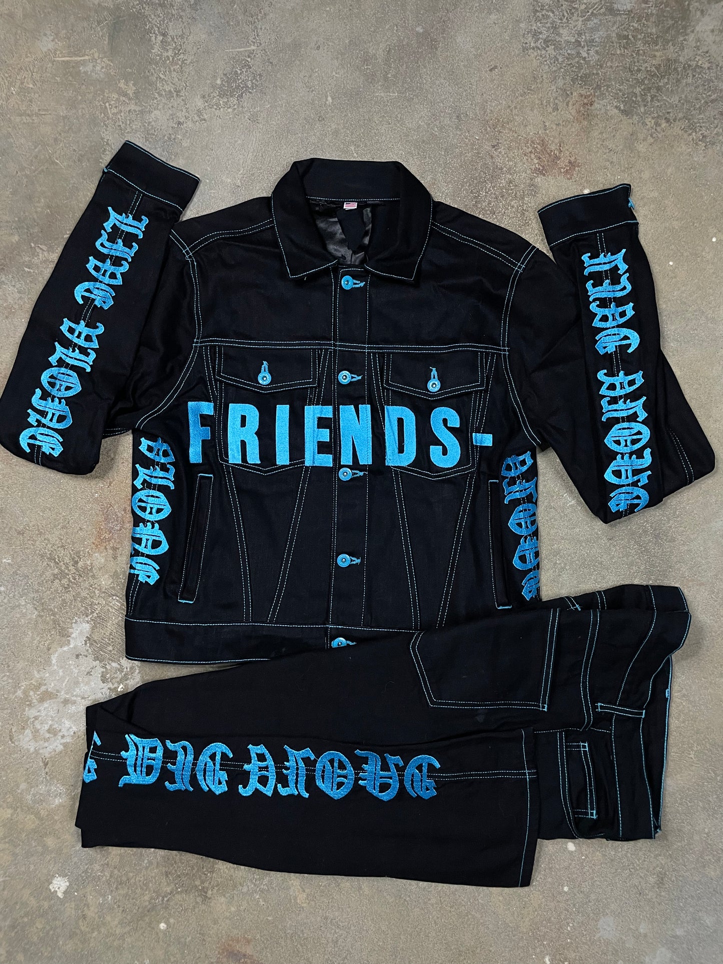 VLONE Friends Denim Suit Black Blue Small Used