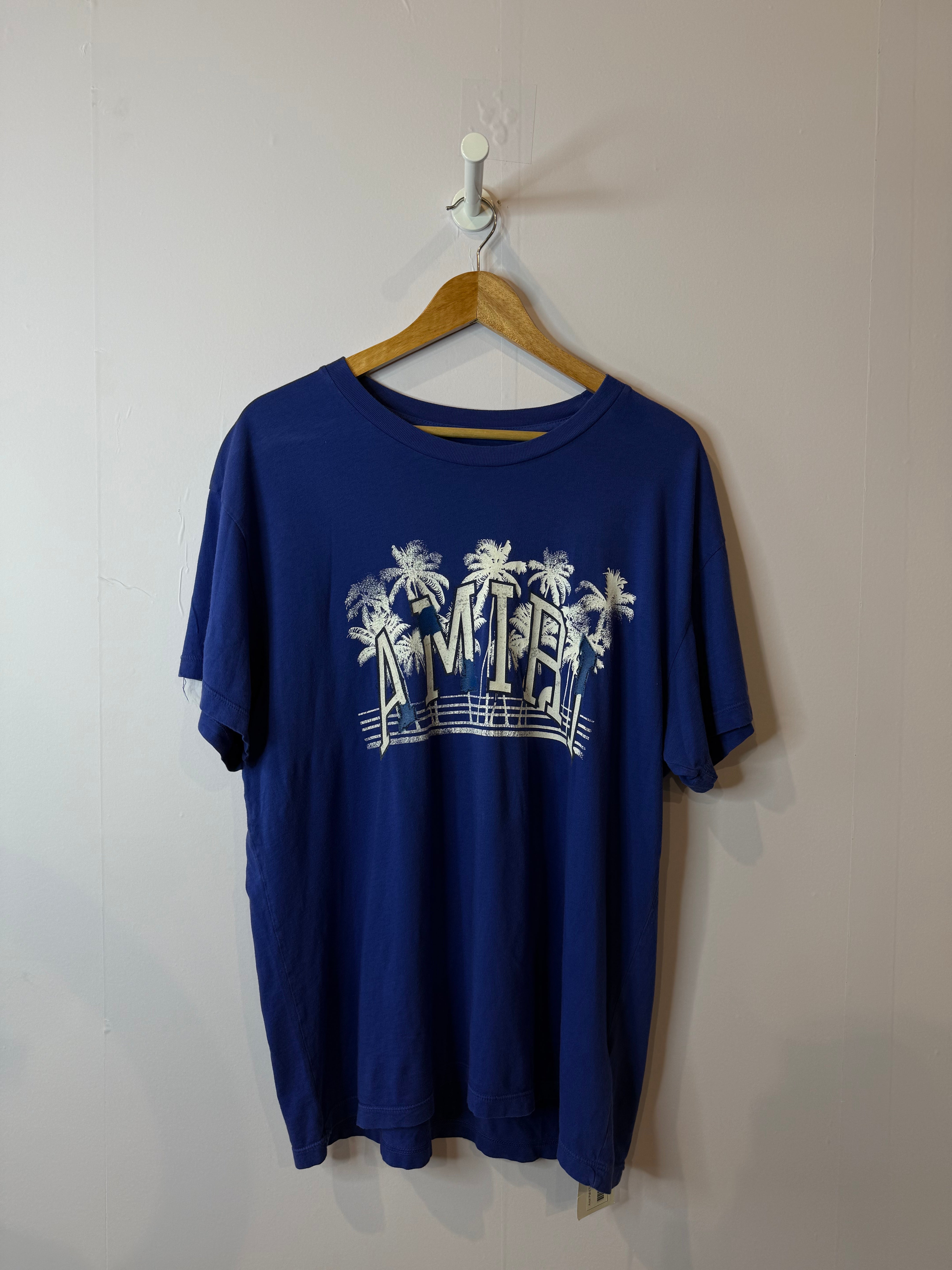 Amiri Palm Tree Tee Blue Used Medium