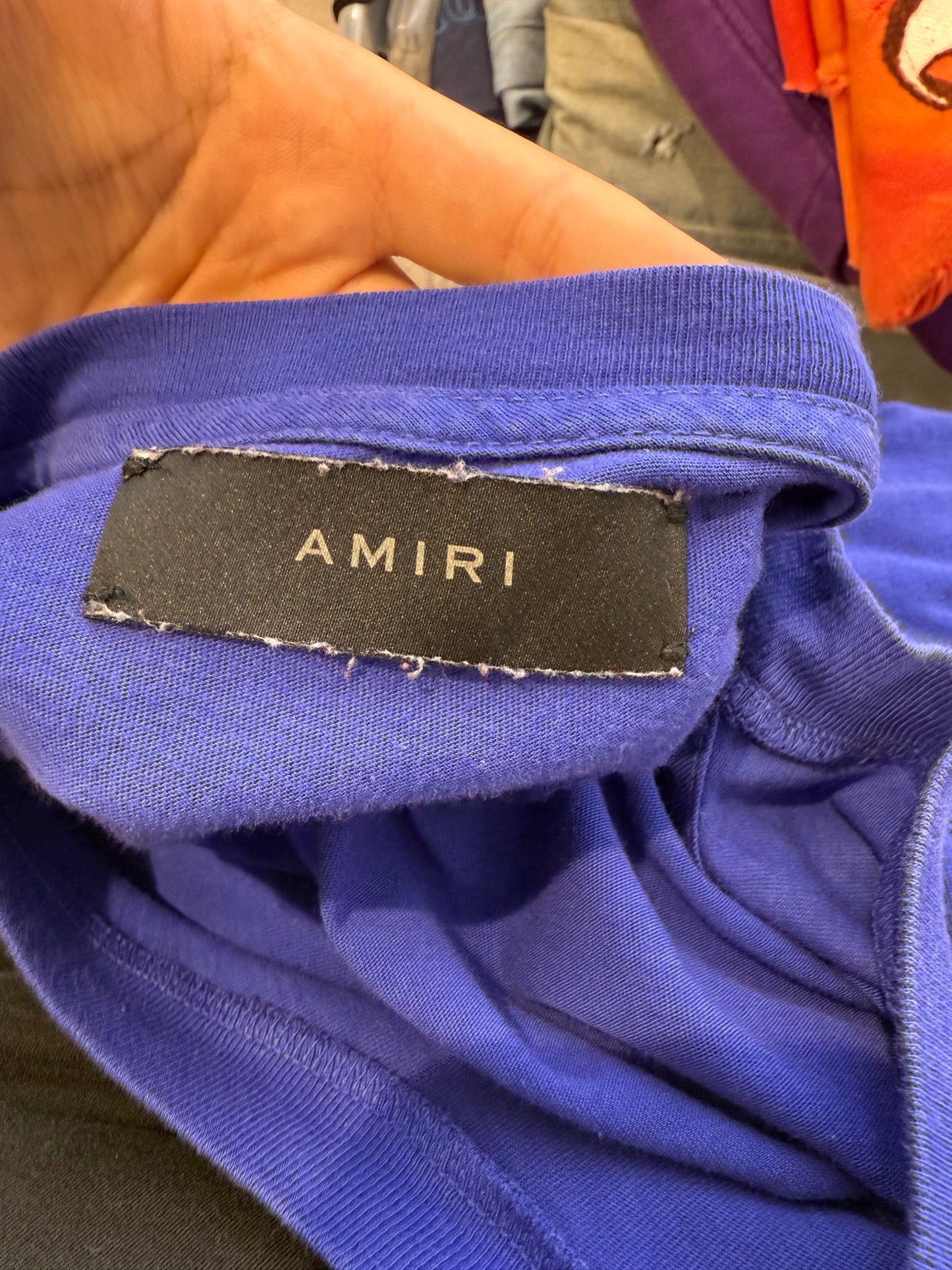 Amiri Palm Tree Tee Blue Used Medium