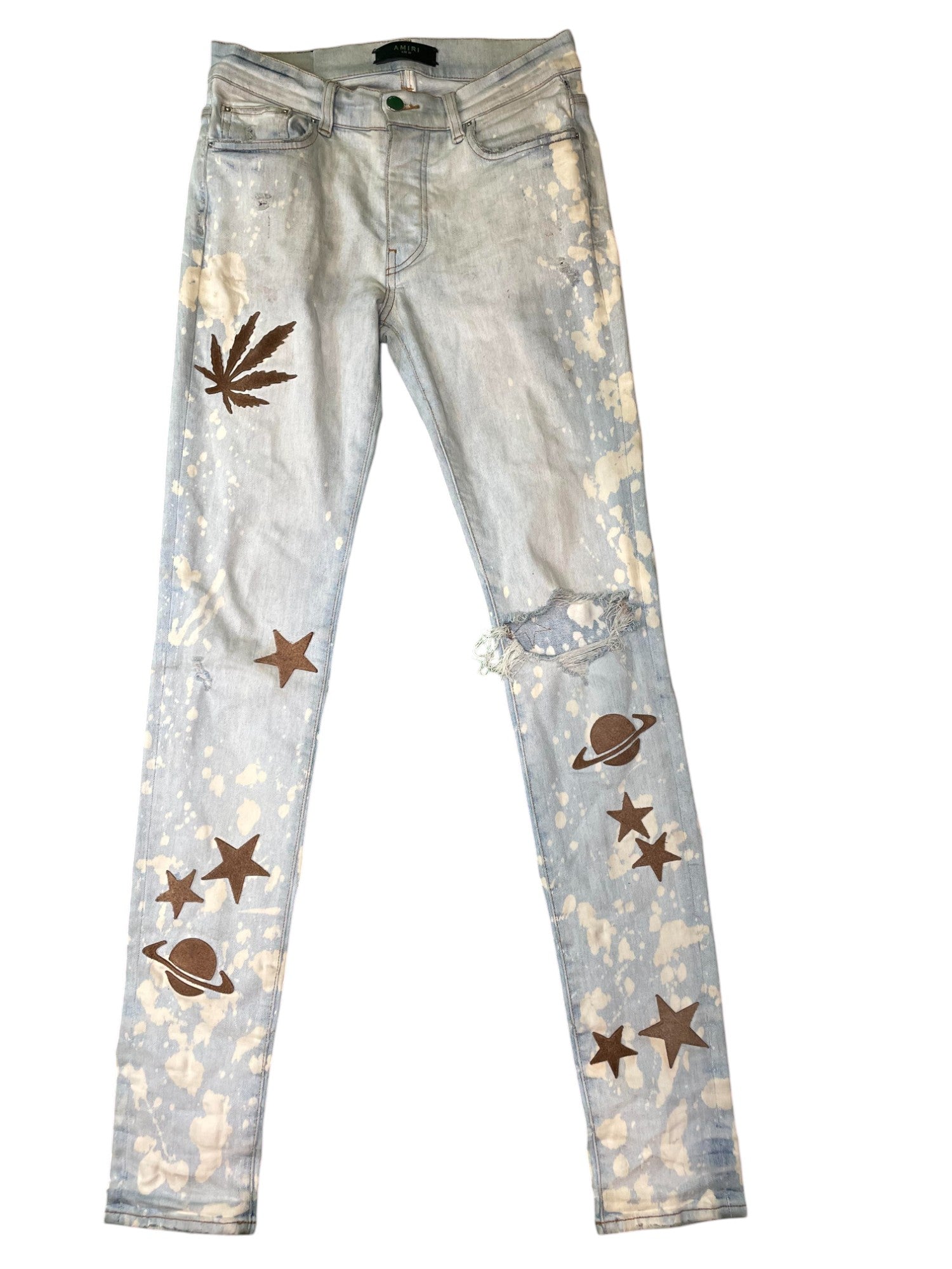 Amiri Thrasher Bleached Star Light Wash Blue Jeans