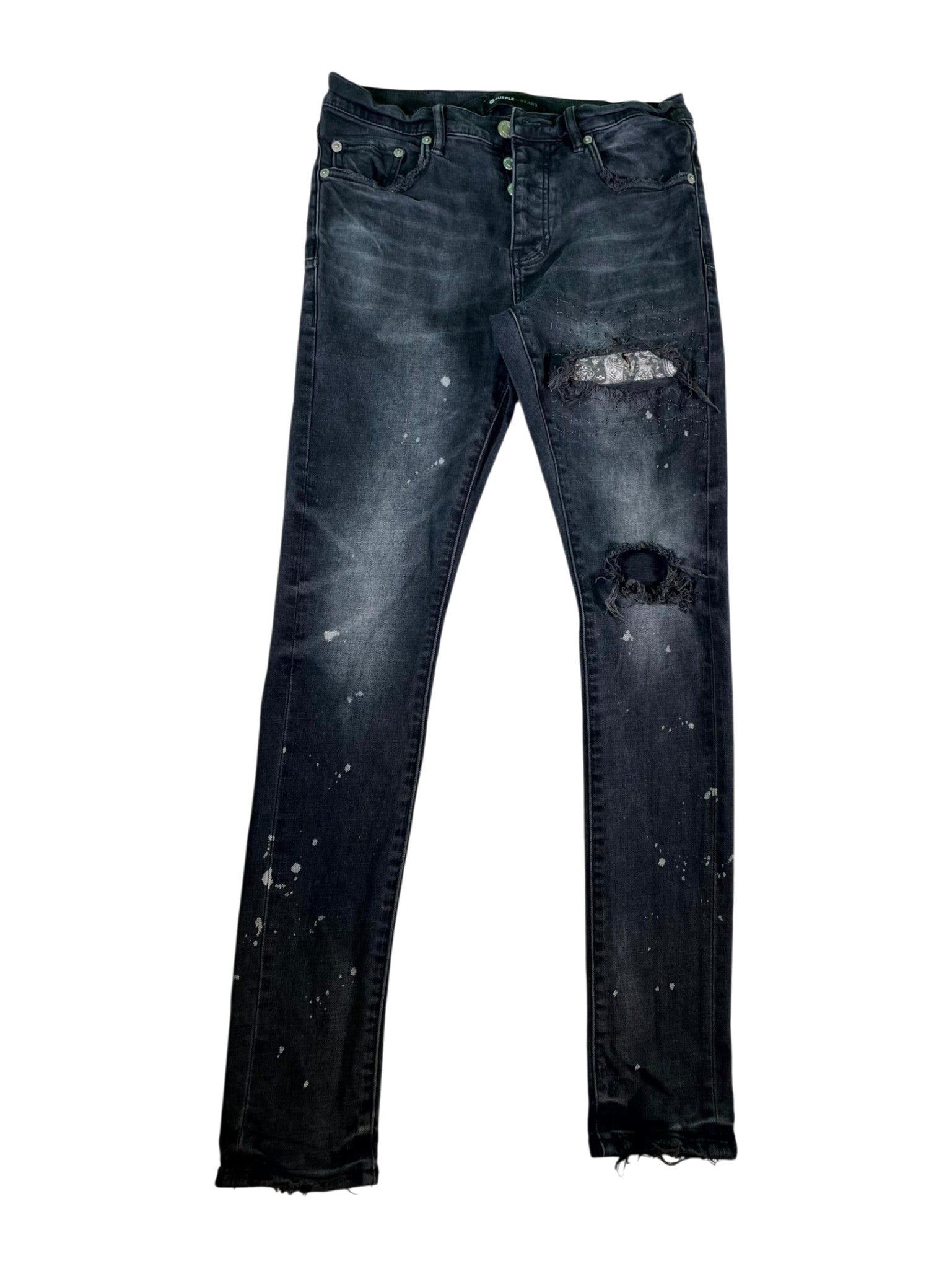 Purple Brand Paisley Patchwork Black Wash Jeans