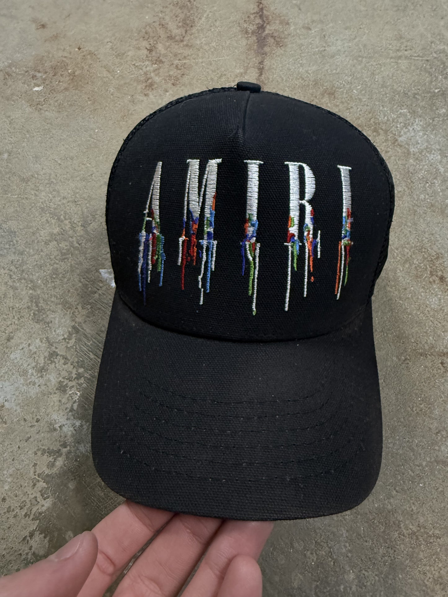 Amiri Paint Drip Trucker Black Used OSFM