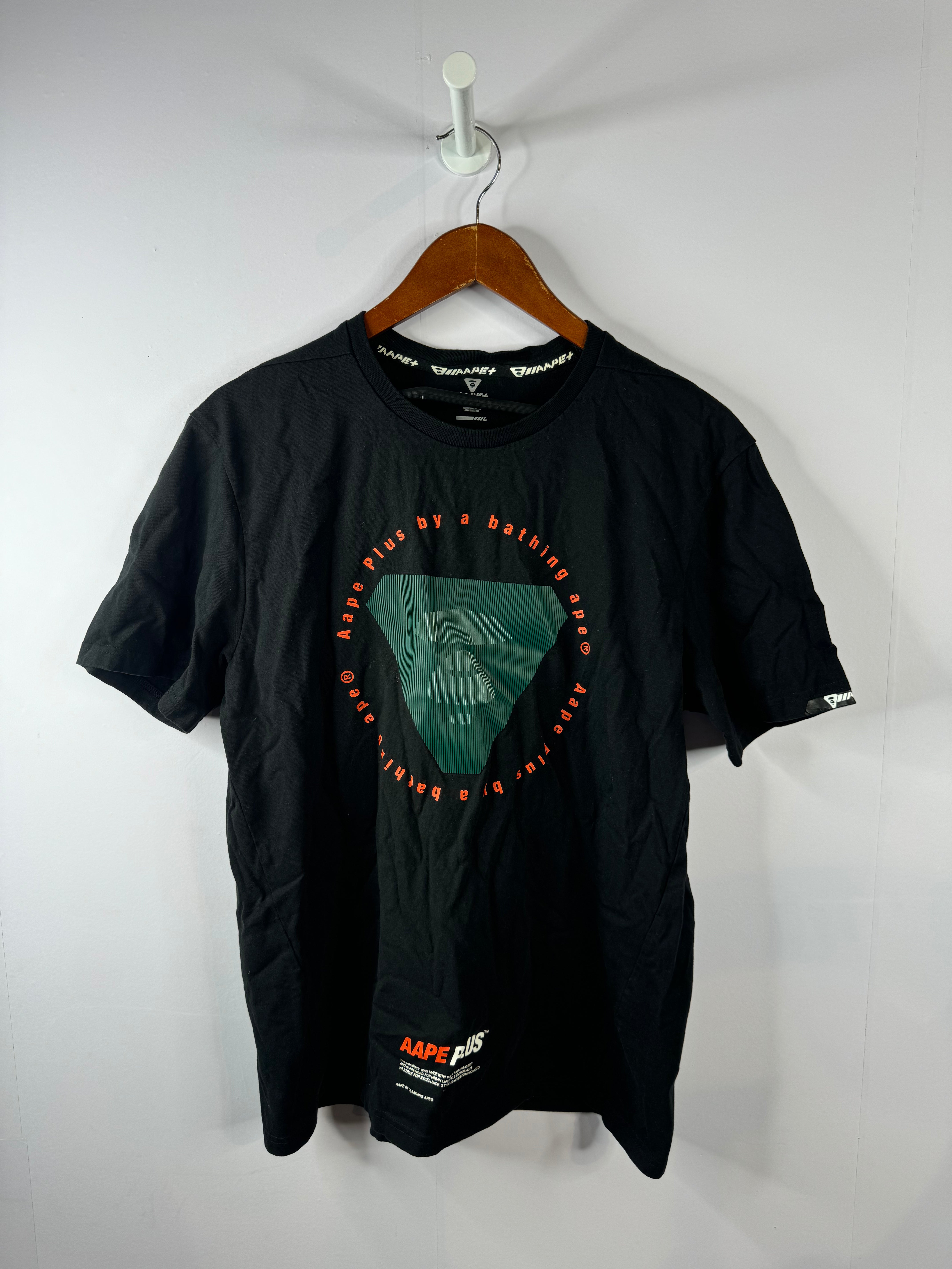 AAPE Tee Black Green Diamond Logo Used Large (Fits Medium)