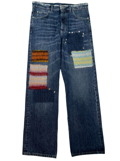 Marni Navy Denim Mohair Patch Jeans
