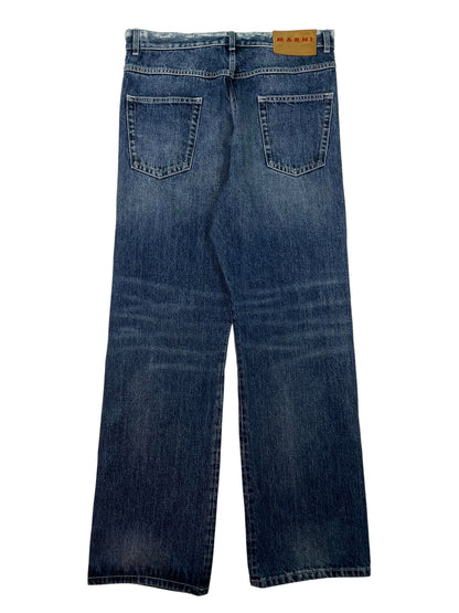 Marni Navy Denim Mohair Patch Jeans