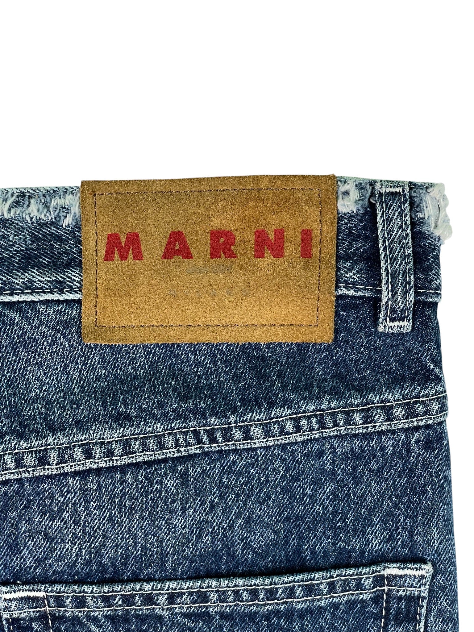 Marni Navy Denim Mohair Patch Jeans