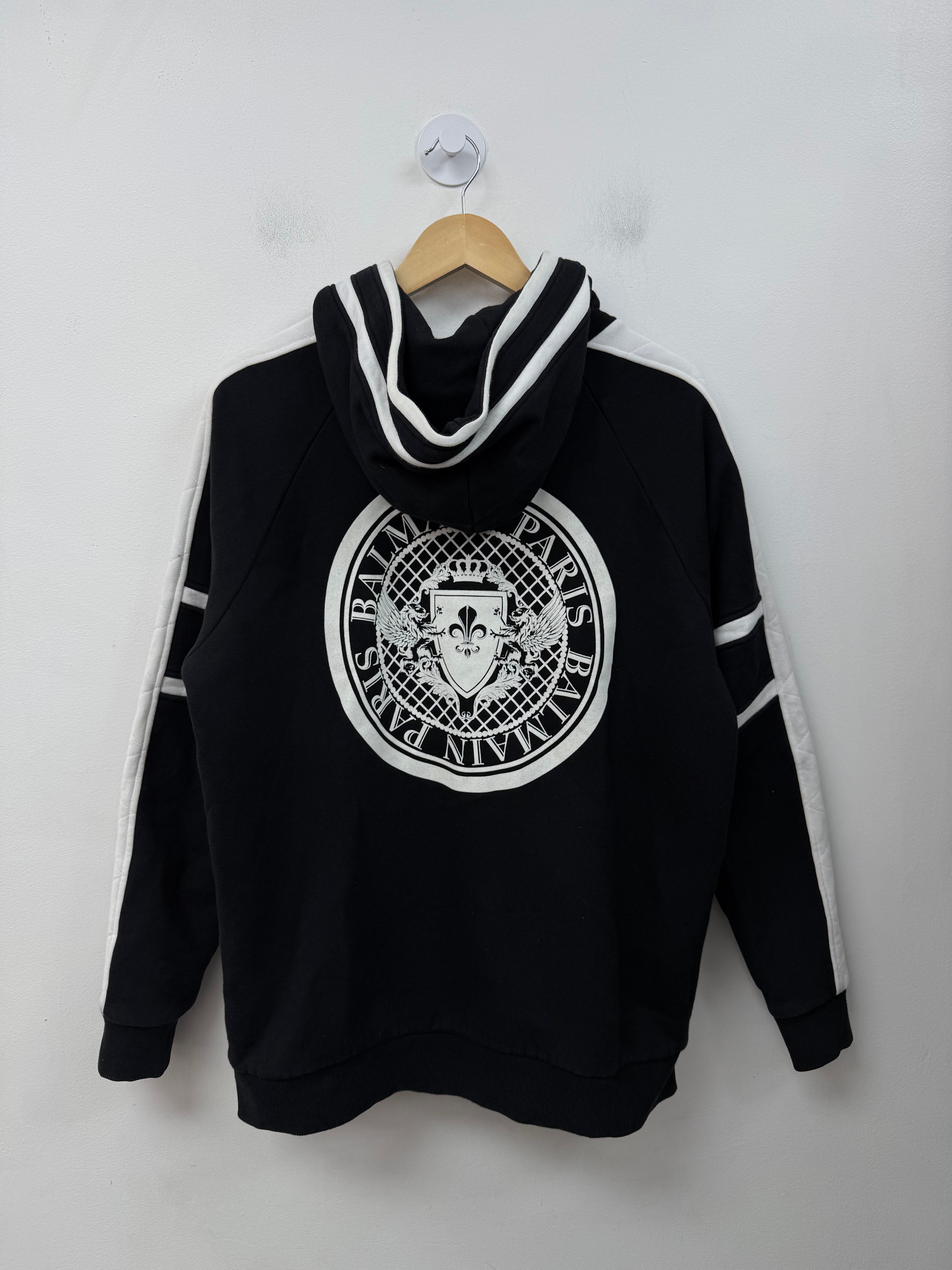 Balmain Black White Zipper Zip Up Hoodie