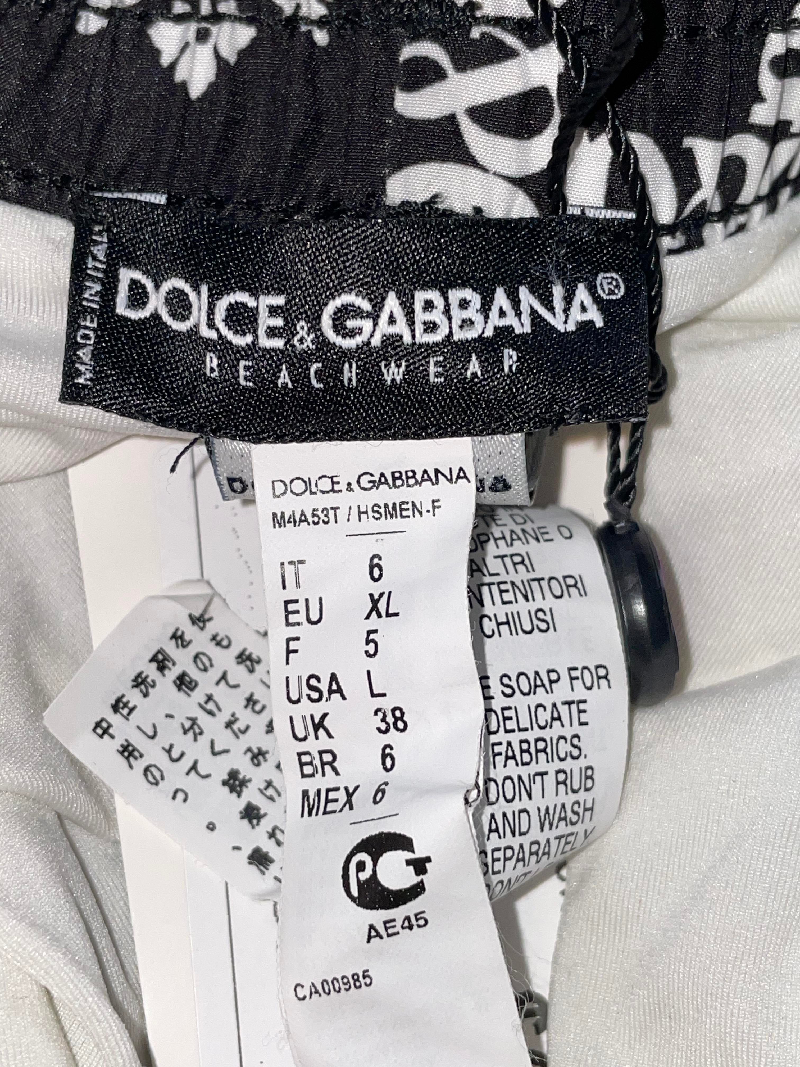 D&G Black & White Short All Over Swim Trunks