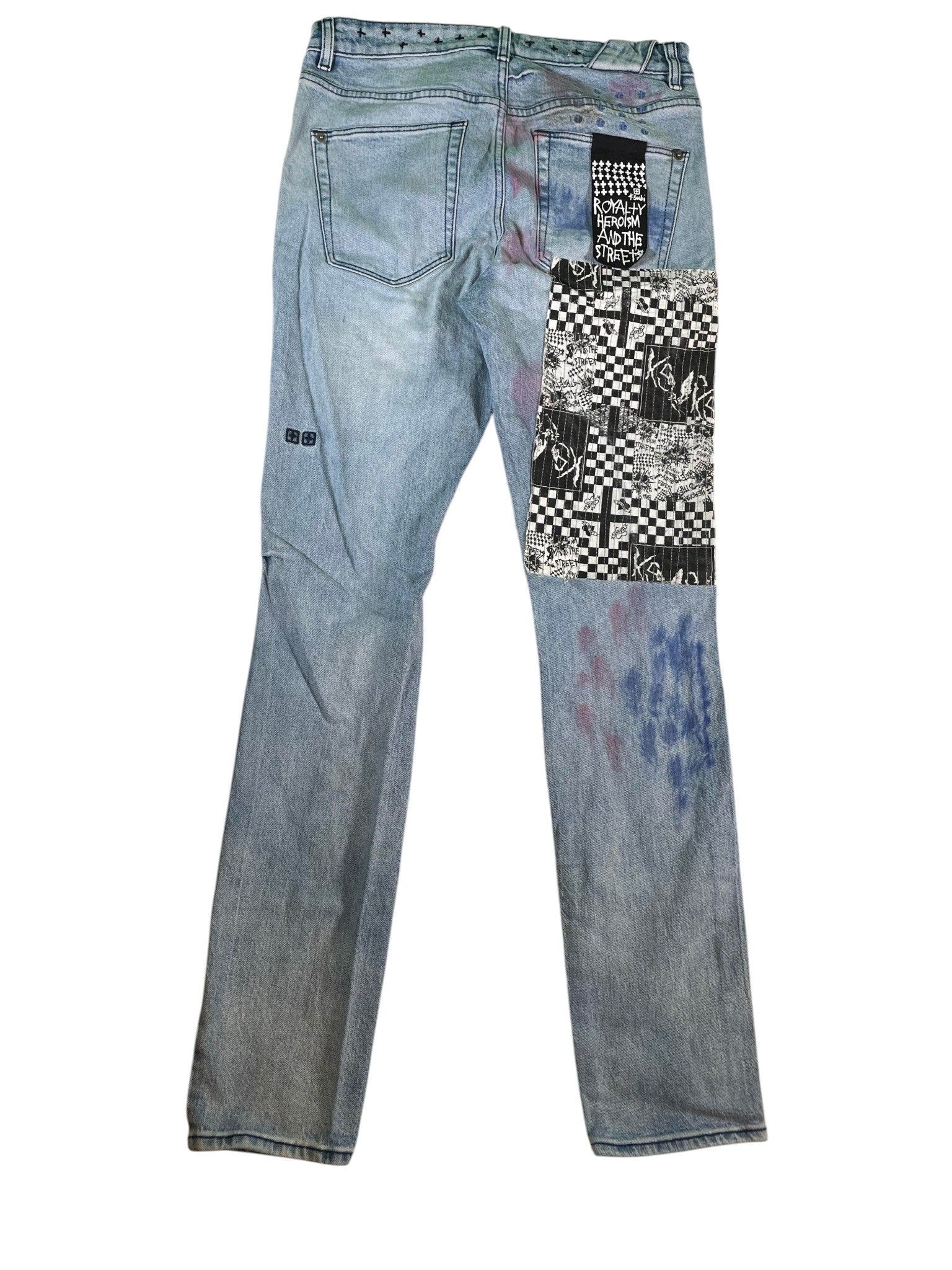 Ksubi Red Patchwork Light Wash Jeans