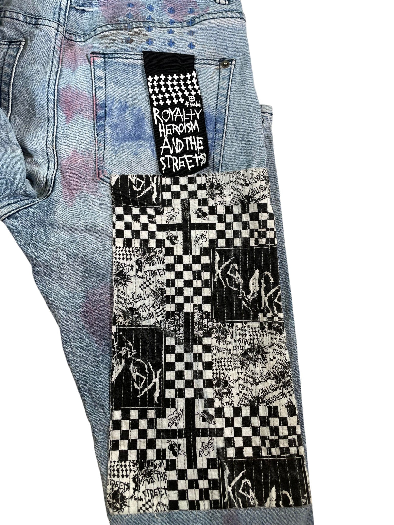 Ksubi Red Patchwork Light Wash Jeans