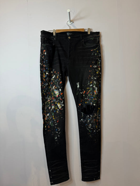 Amiri Black Paint Splatter Jeans